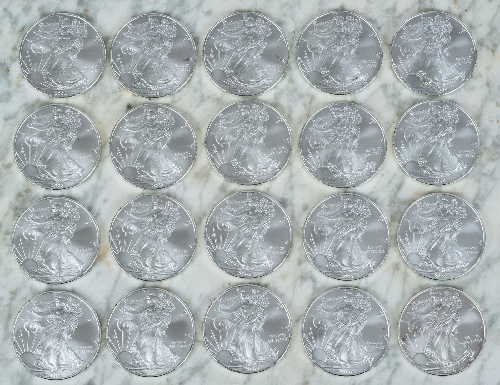 (26) 2010 SILVER AMERICAN EAGLE DOLLARS: (1) ozt fine silver each. Uncirculated. 1 1/2 inches.