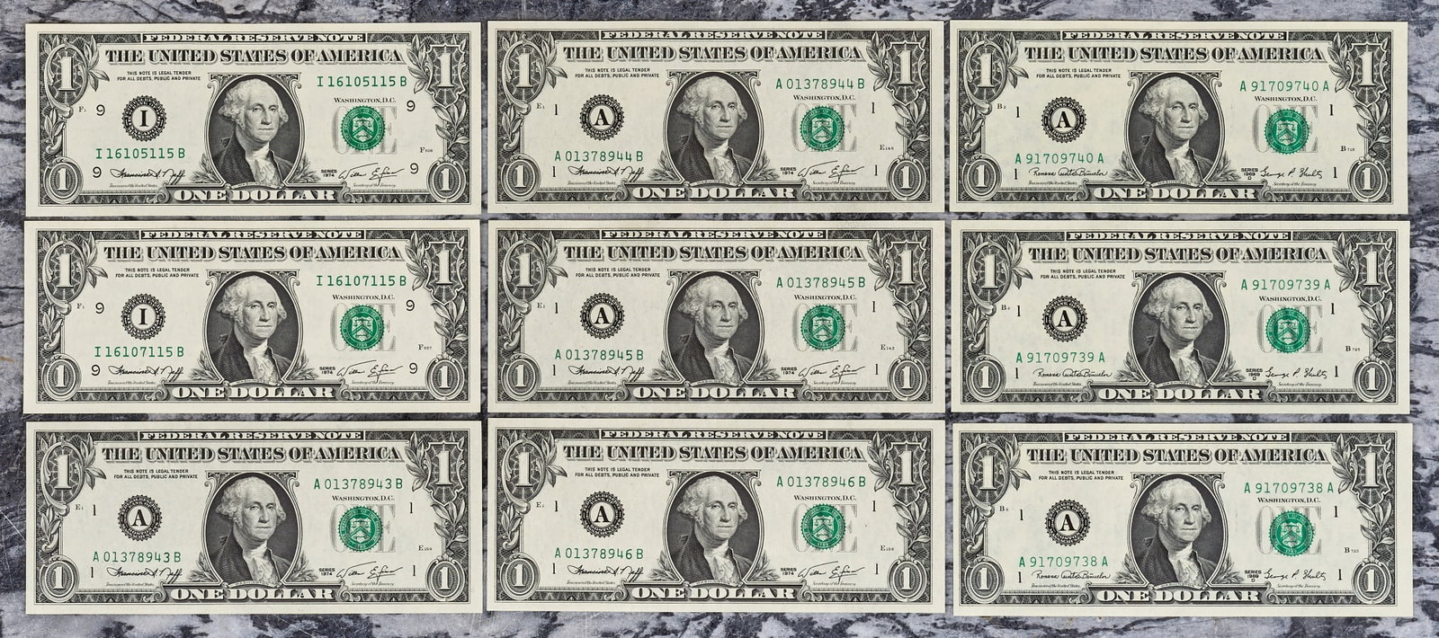 (9) US ONE DOLLAR FEDERAL RESERVE NOTES (1 of 8)
