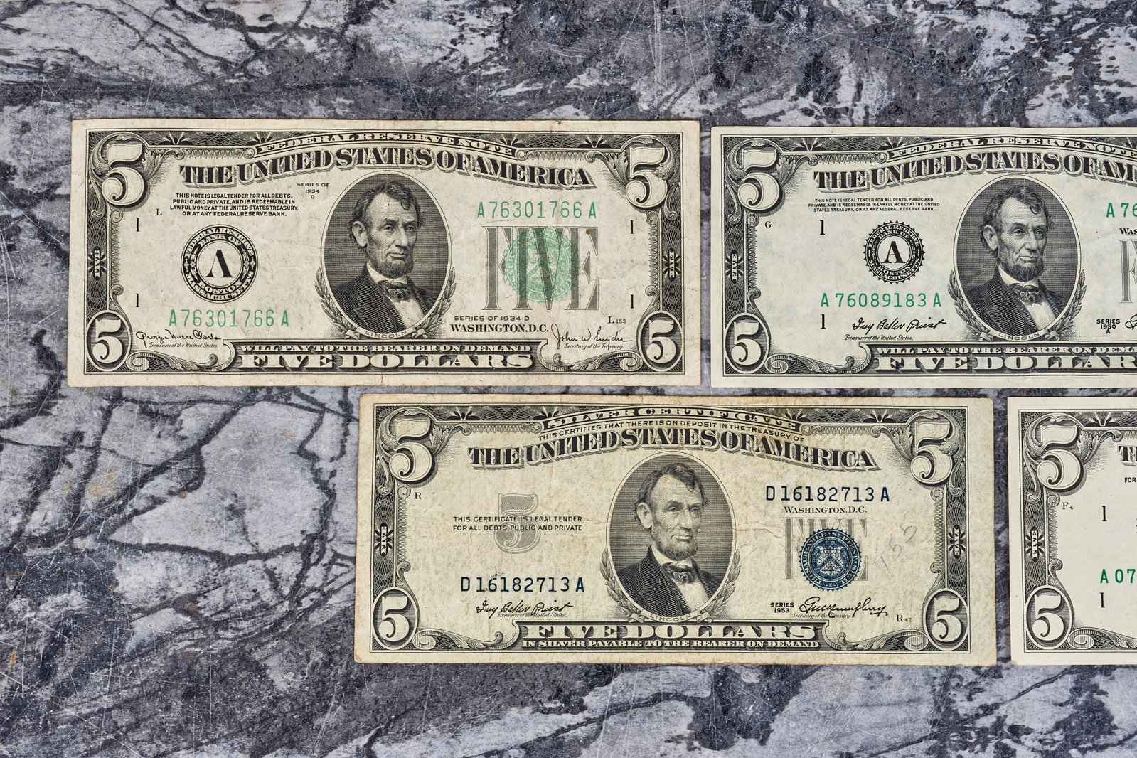 (5) US FIVE DOLLAR BILLS - 2