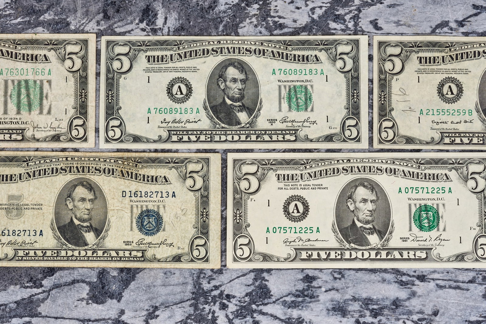 (5) US FIVE DOLLAR BILLS - 3