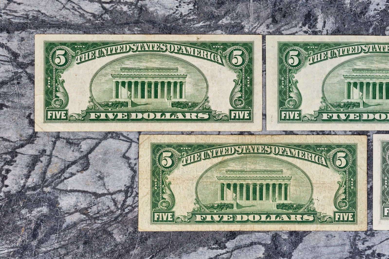 (5) US FIVE DOLLAR BILLS - 7