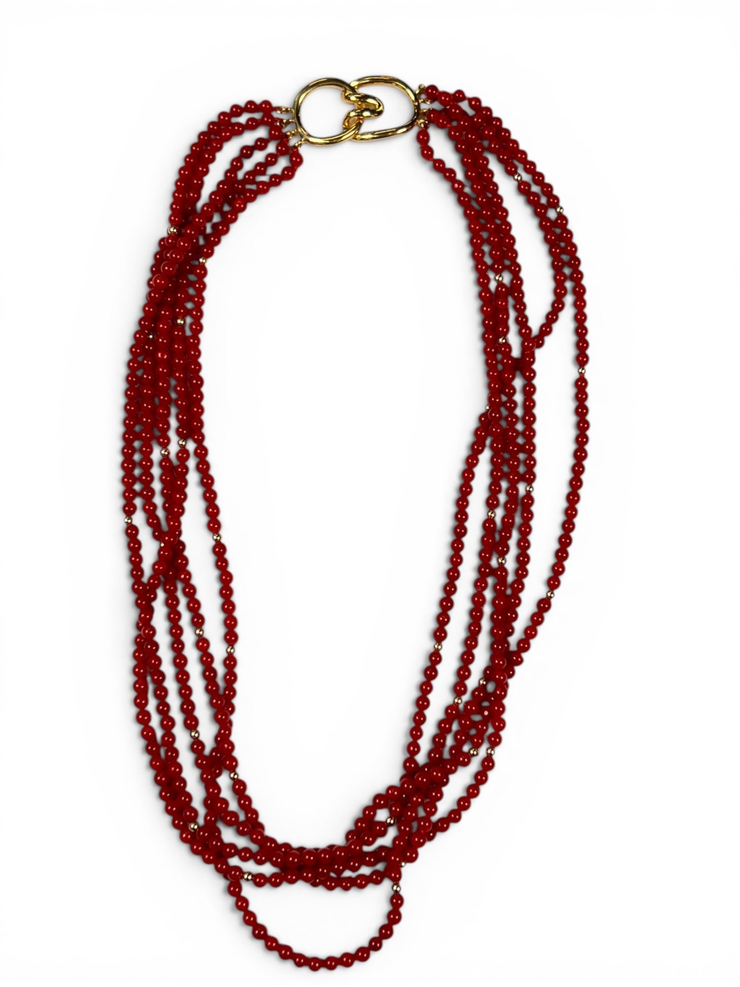 TIFFANY & CO (5) STRAND CORAL NECKLACE w/ 18K GOLD (1 of 6)