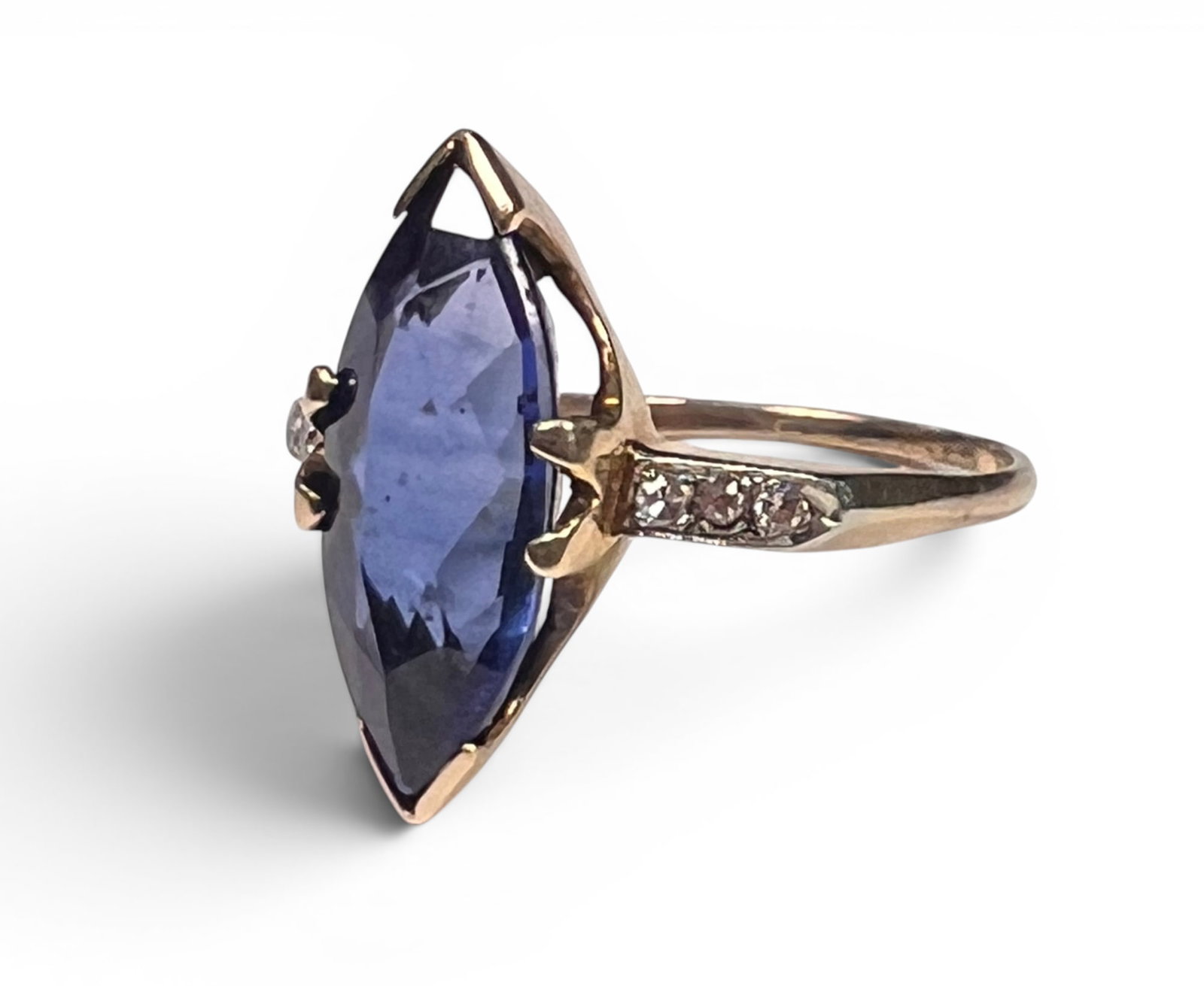 14K GOLD SAPPHIRE AND DIAMOND RING (1 of 5)