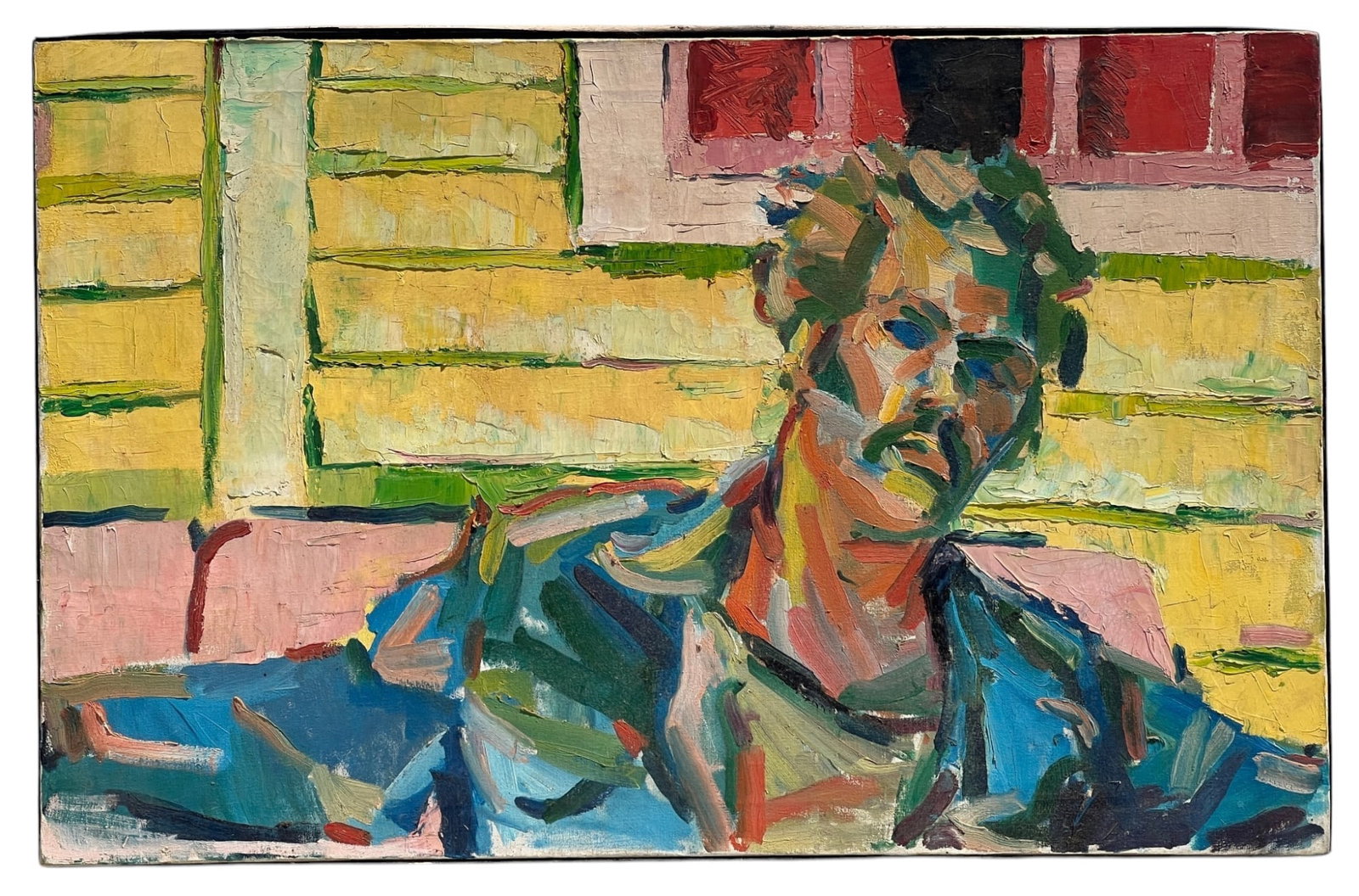 MODERNIST OIL on CANVAS PORTRAIT: Portrait of a Man, oil on canvas, unsigned. 25 x 39 inches.