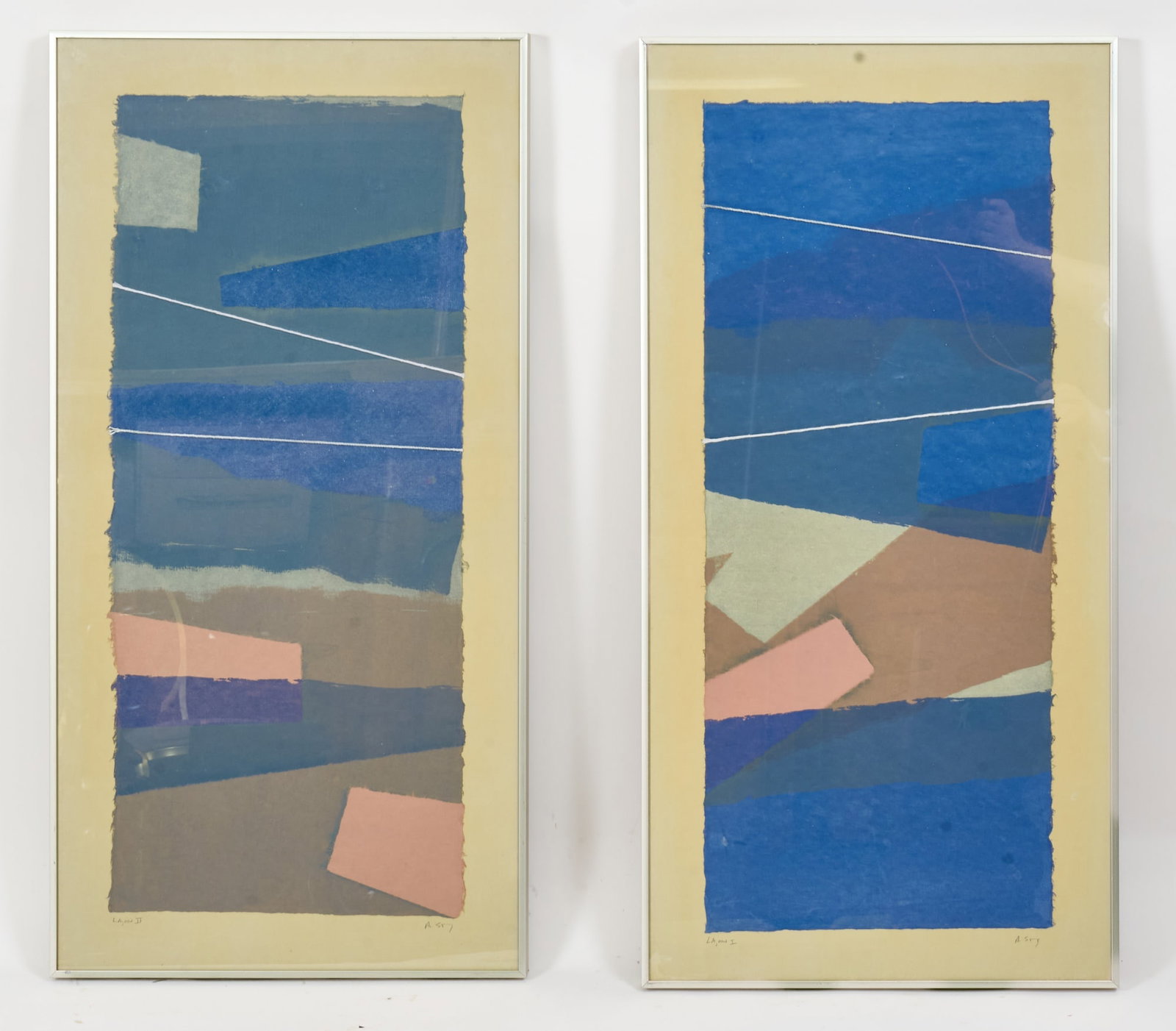 PAIR of PENCIL SIGNED ABSTRACT COMPOSITIONS (1 of 8)