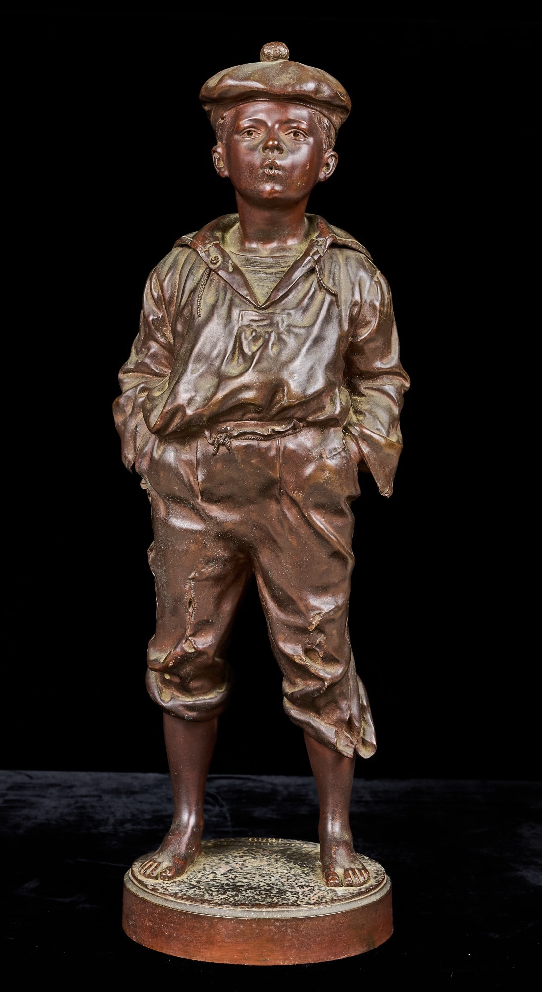 WACLOW SZCZEBLEWSKI (1888-1965): "Whistling Boy" bronze 16 1/2 inches signed and dated 1889.