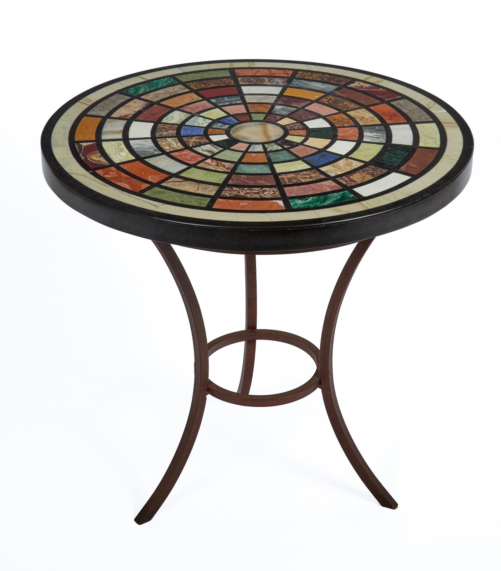 SUBSTANTIAL PIETRA DURA STAND with IRON BASE (1 of 9)
