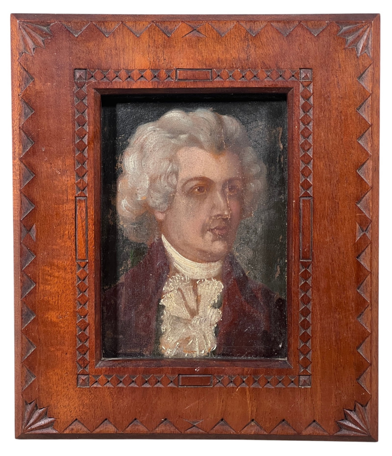 (19th c) OIL on CANVAS PORTRAIT MINIATURE (1 of 5)
