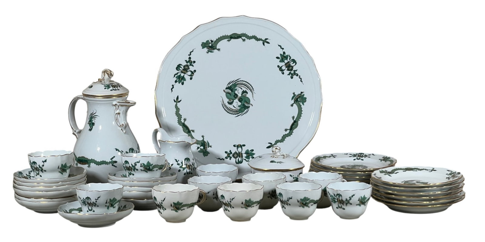 MEISSEN "GREEN DRAGON" PORCELAIN TEA SERVICE (1 of 15)