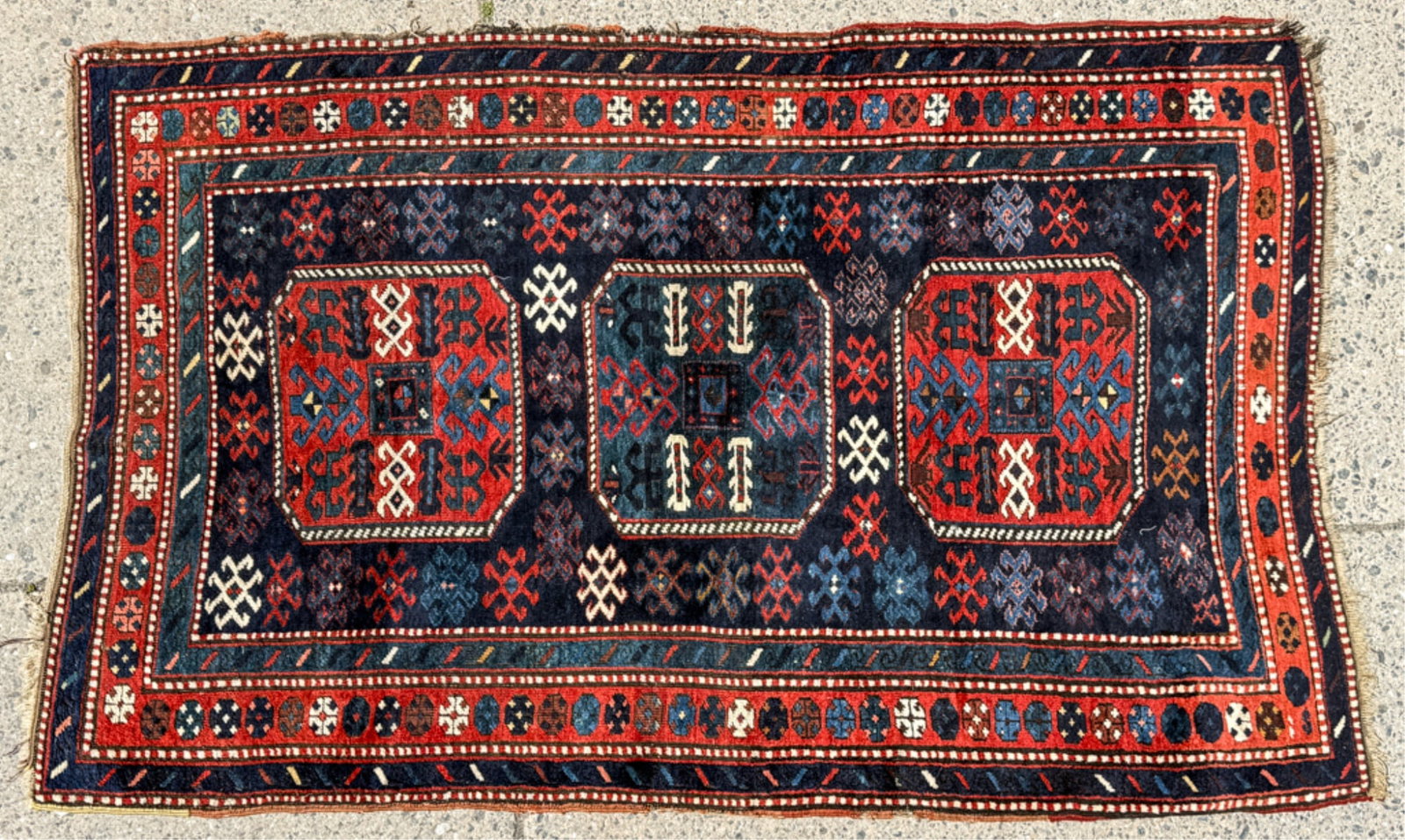 LATE (19th c) TRIBAL CAUCASIAN AREA CARPET (1 of 10)