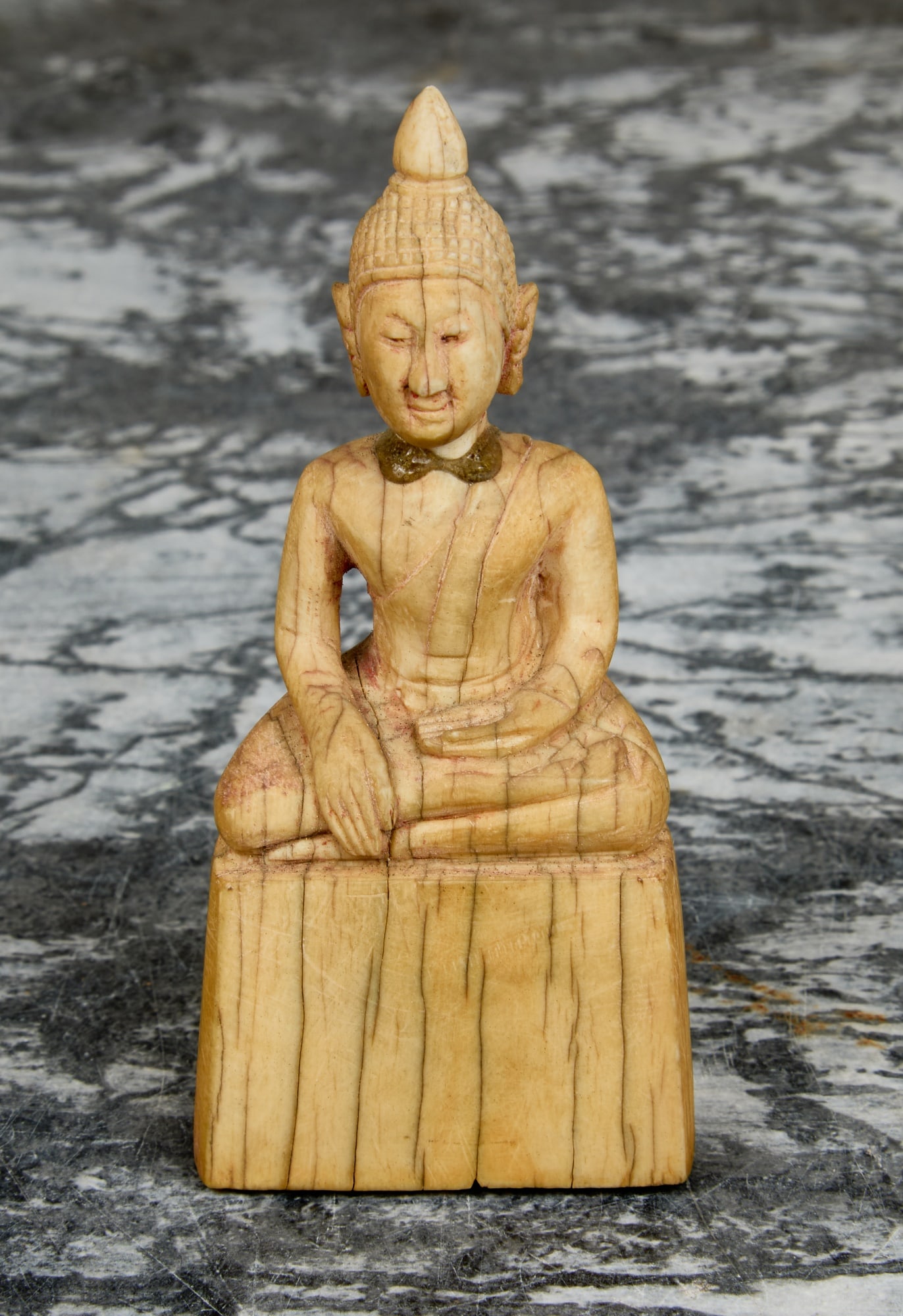 (18th c) THAI CARVED SEATED BUDDHA (1 of 7)