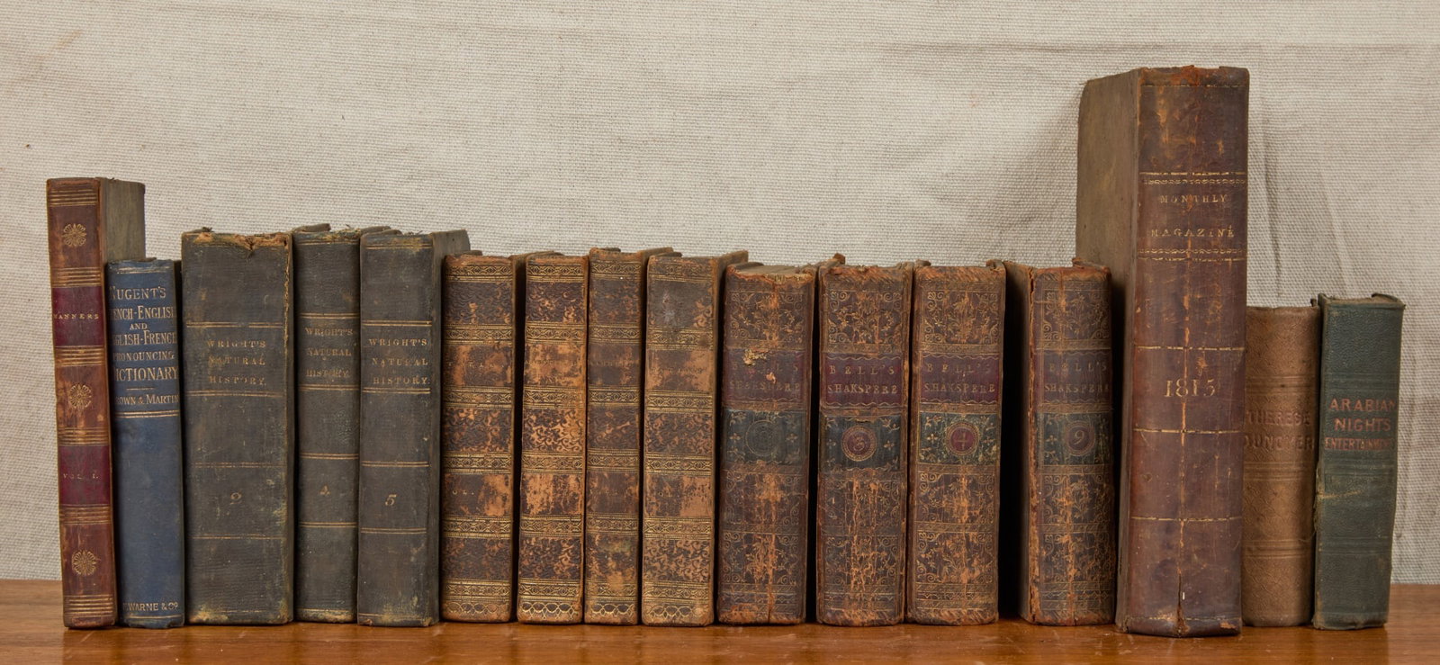 (16) MISC MOSTLY EARLY (19th)c BOOKS: Including Shakespeare. Some with bookplates of the Van Cortlandt's. Largest 8 1/2 x 5 1/2 inches