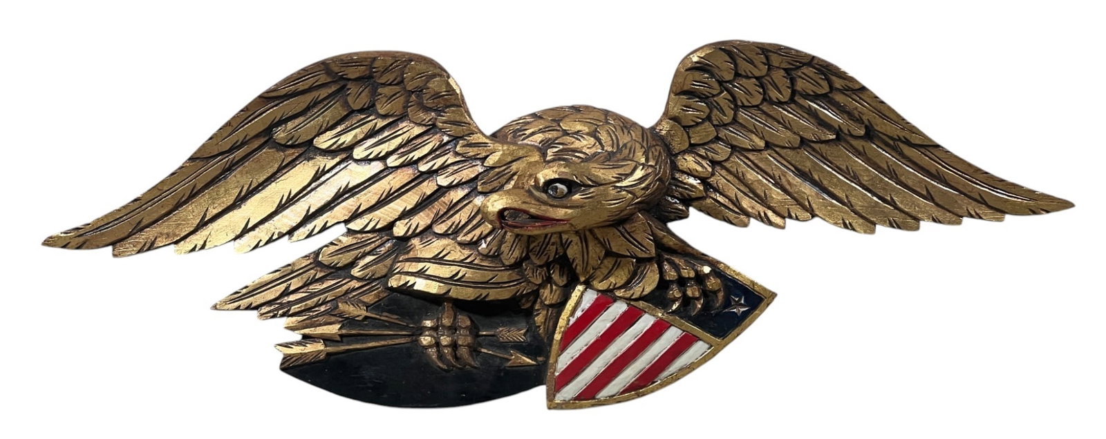 AMERICAN SESQUICENTENNIAL CARVED & GILT EAGLE: 9 x 25 inches.