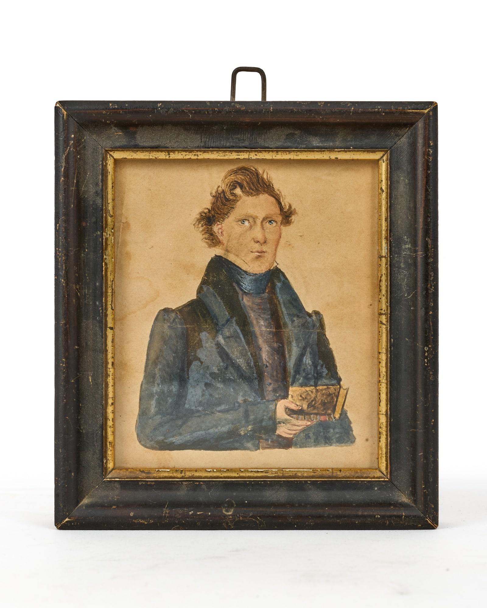 (19th c) AMERICAN WATERCOLOR PORTRAIT MINIATURE (1 of 5)