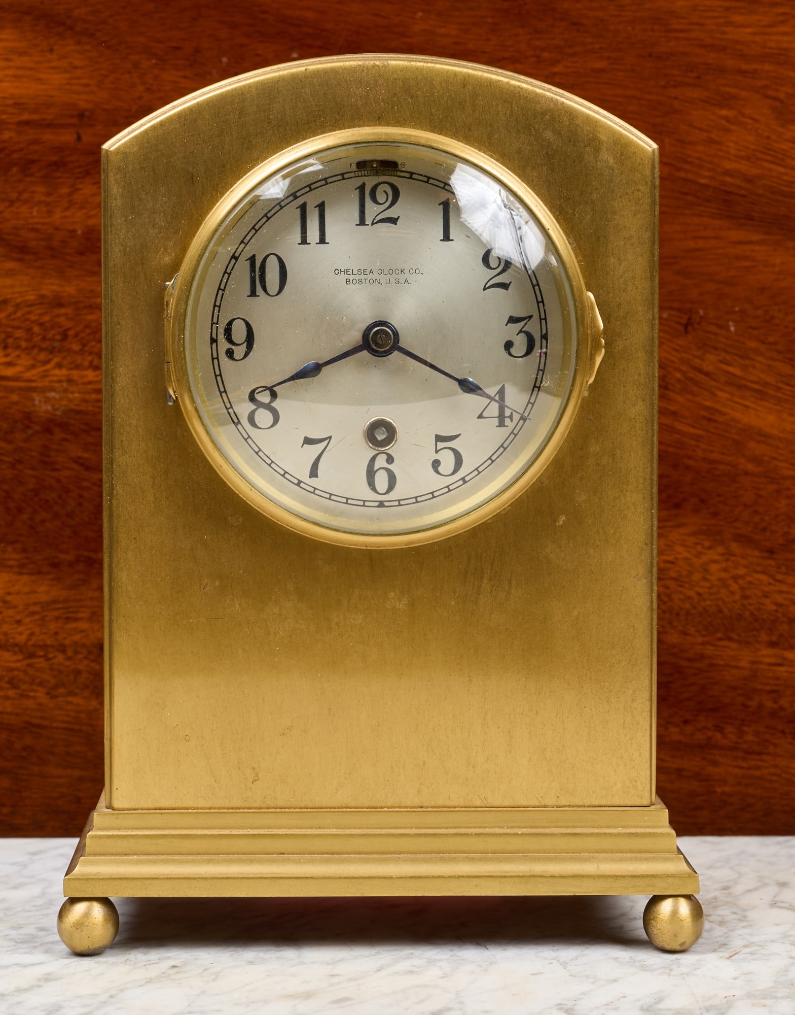 CHELSEA CLOCK CO. BRASS "SHERATON" MANTEL CLOCK (1 of 16)