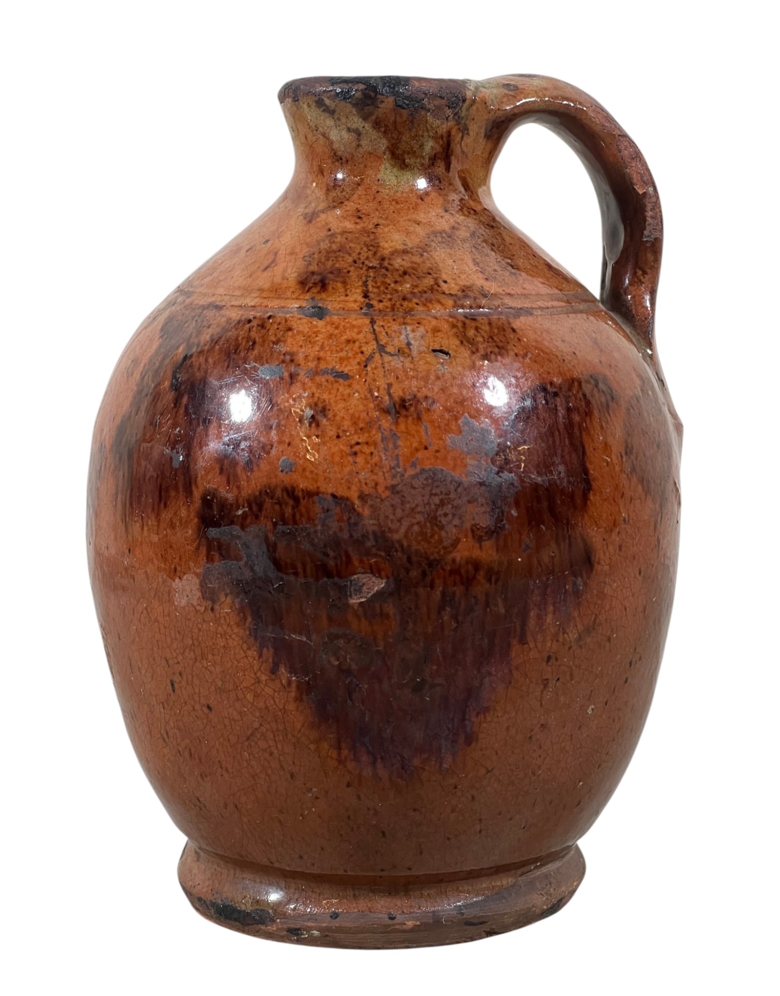 SMALL (19th c) MANGANESE DECORATED REDWARE JUG (1 of 4)