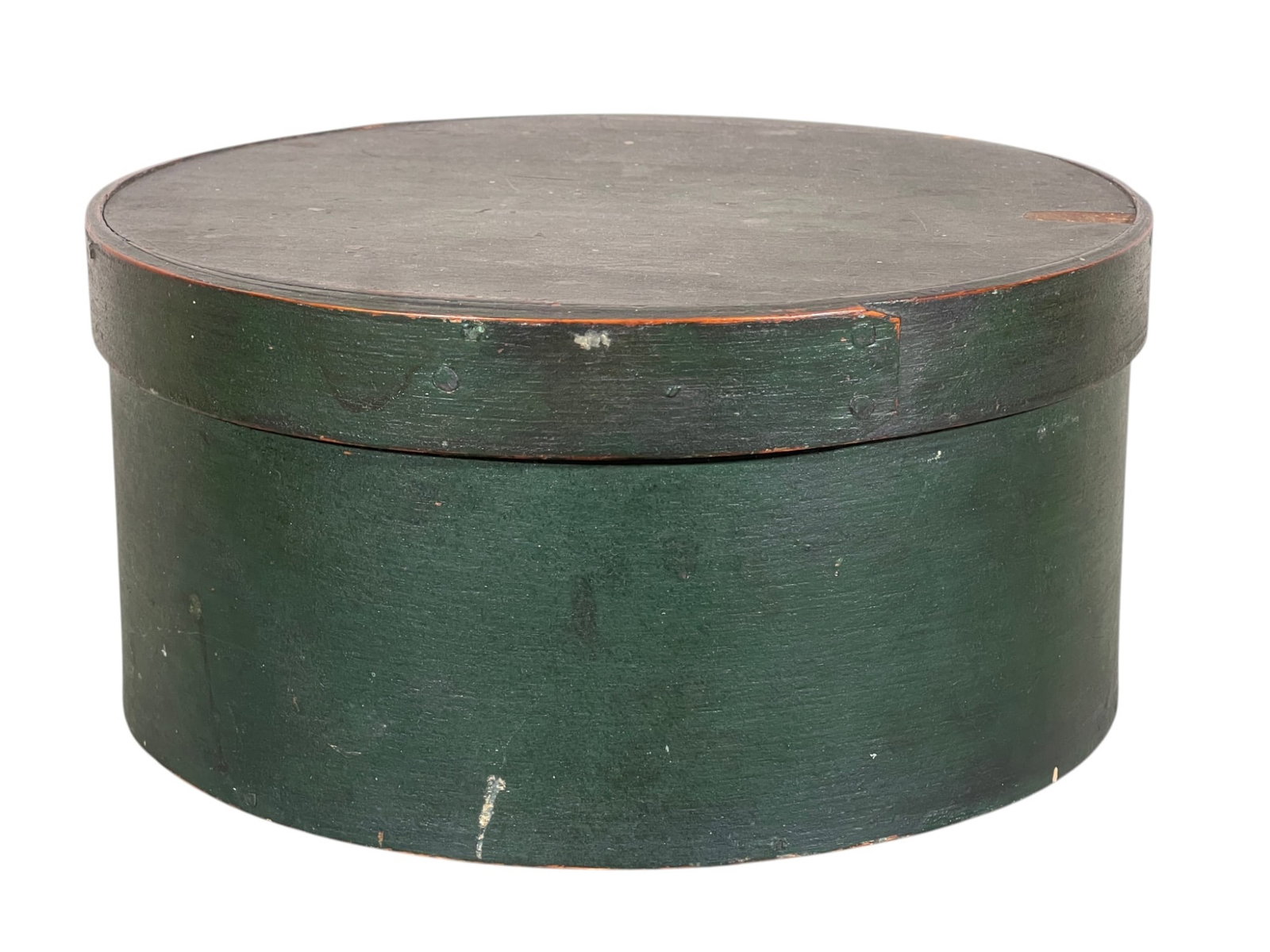 (19th c) PINE PANTRY BOX in OLD GREEN PAINT (1 of 5)