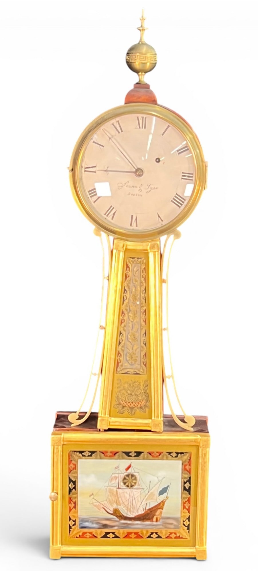 (19th c) SAWIN & DYAR BOSTON, MA GILT BANJO CLOCK (1 of 12)