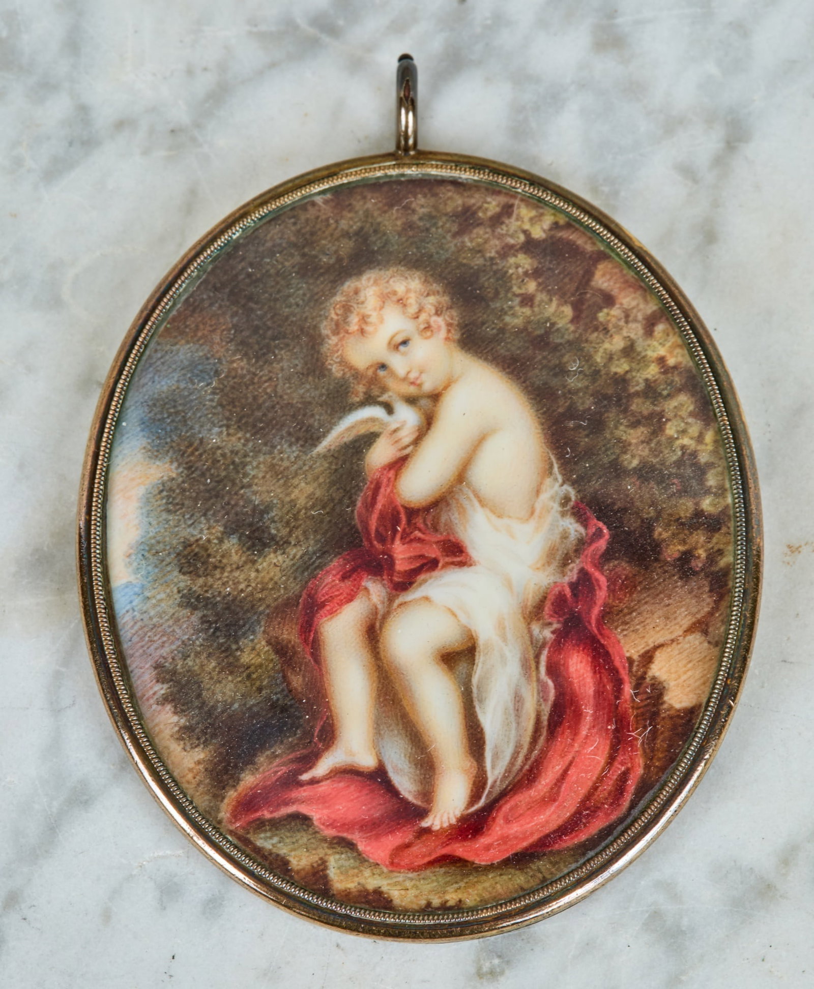 1823 GOLD MASONIC LOCKET with MINIATURE PAINTING (1 of 8)