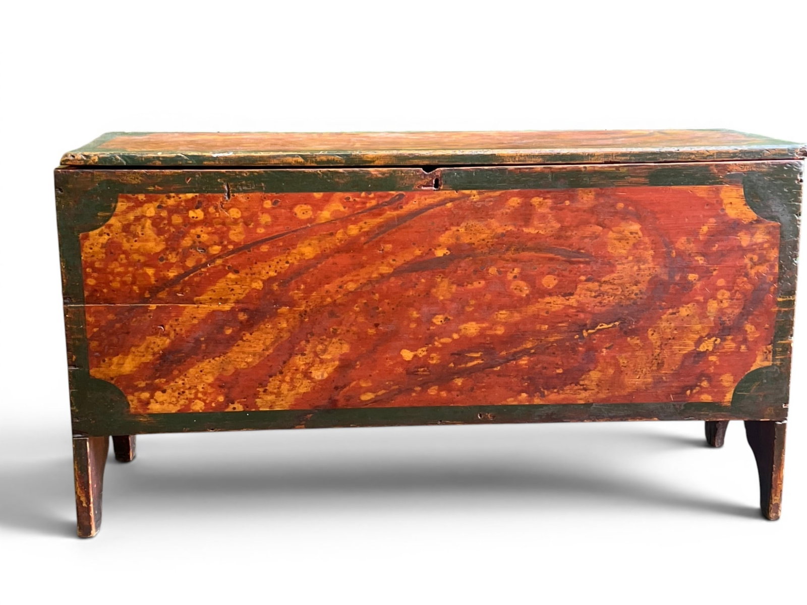 EARLY GRAIN PAINTED SIX BOARD CHEST (1 of 17)