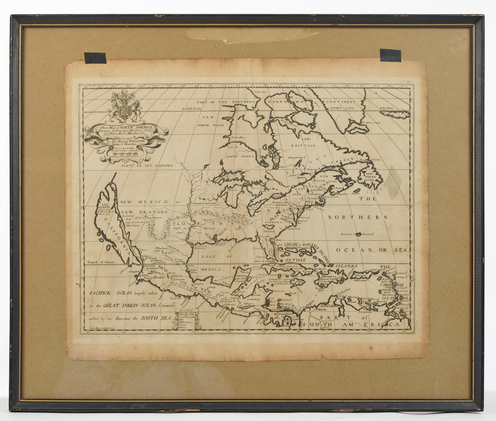 1700 "A NEW MAP of NORTH AMERICA" by EDWARD WELLS (1 of 10)