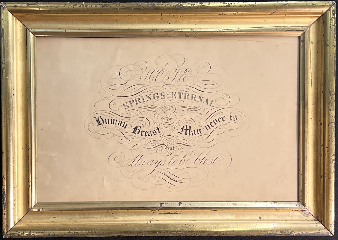 (19th c) "HOPE SPRINGS ETERNAL" PENMANSHIP SAMPLE (1 of 10)