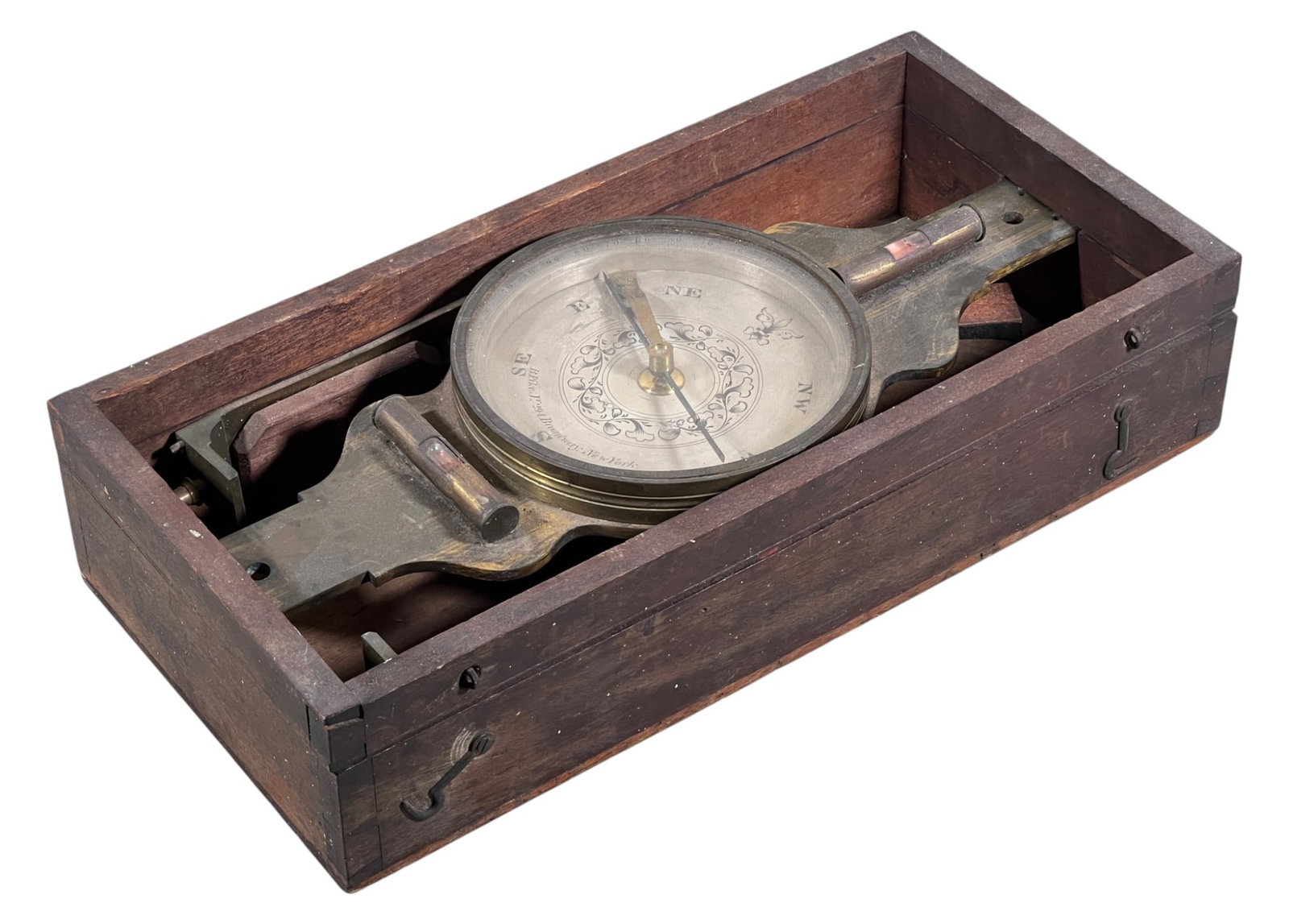 BENJAMIN PIKE AMERICAN BRASS SURVEYORS COMPASS (1 of 6)