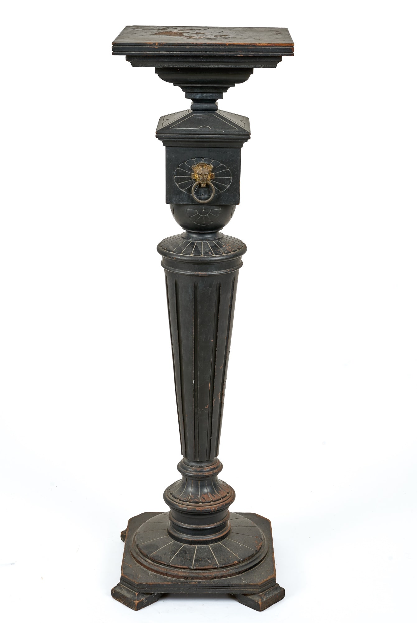 AESTHETIC MOVEMENT STAND with BRASS MOUNTS: 42 x 12 x 12 inches (top). Provenance: Deaccessioned from the Haverhill Public Library