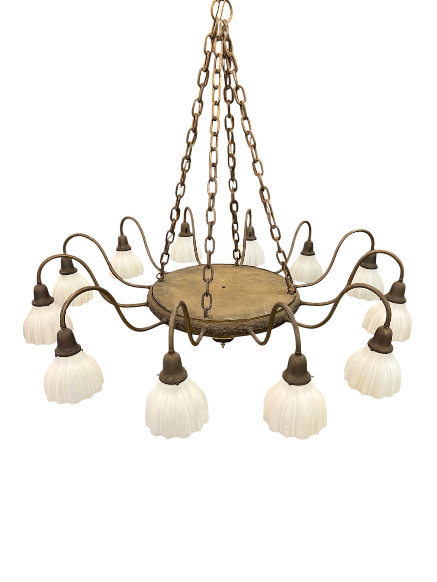 (12) LIGHT BRASS CHANDELIER (1 of 5)