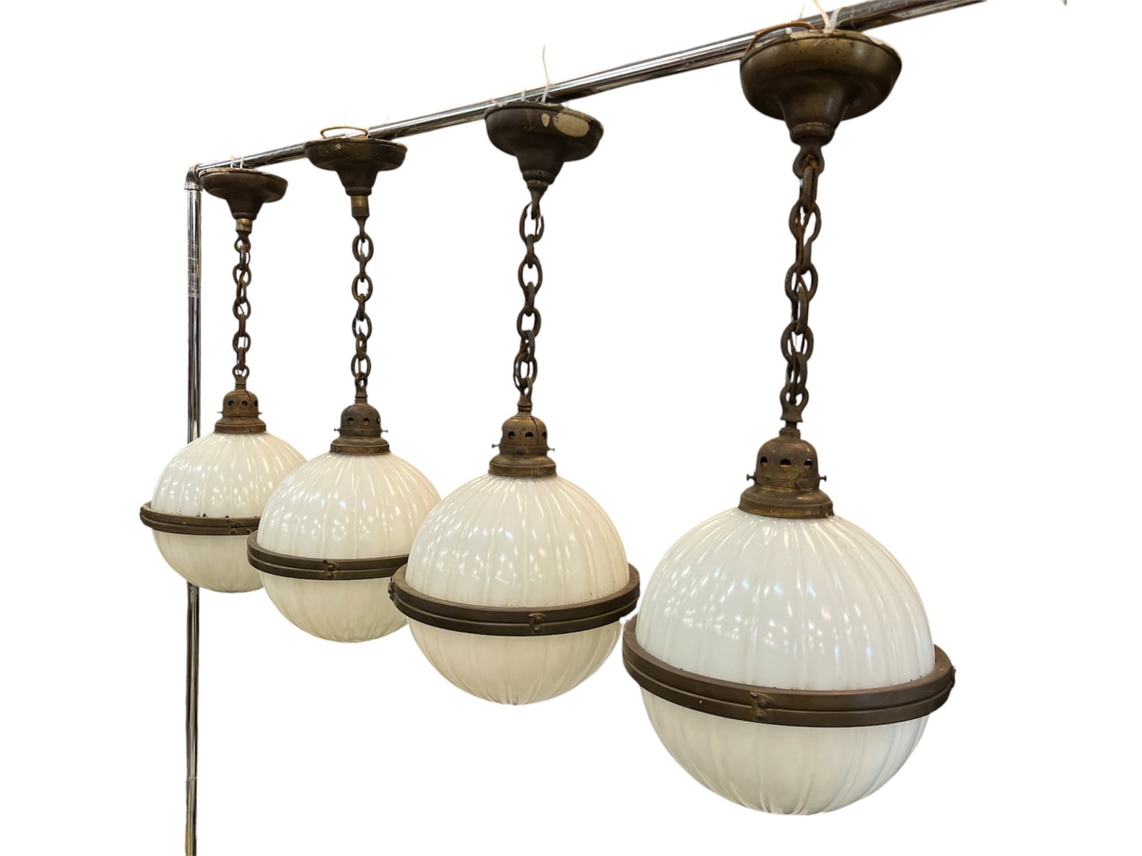 (4) MACBETH EVANS GLASS CO GLOBE LIGHT FIXTURES (1 of 5)