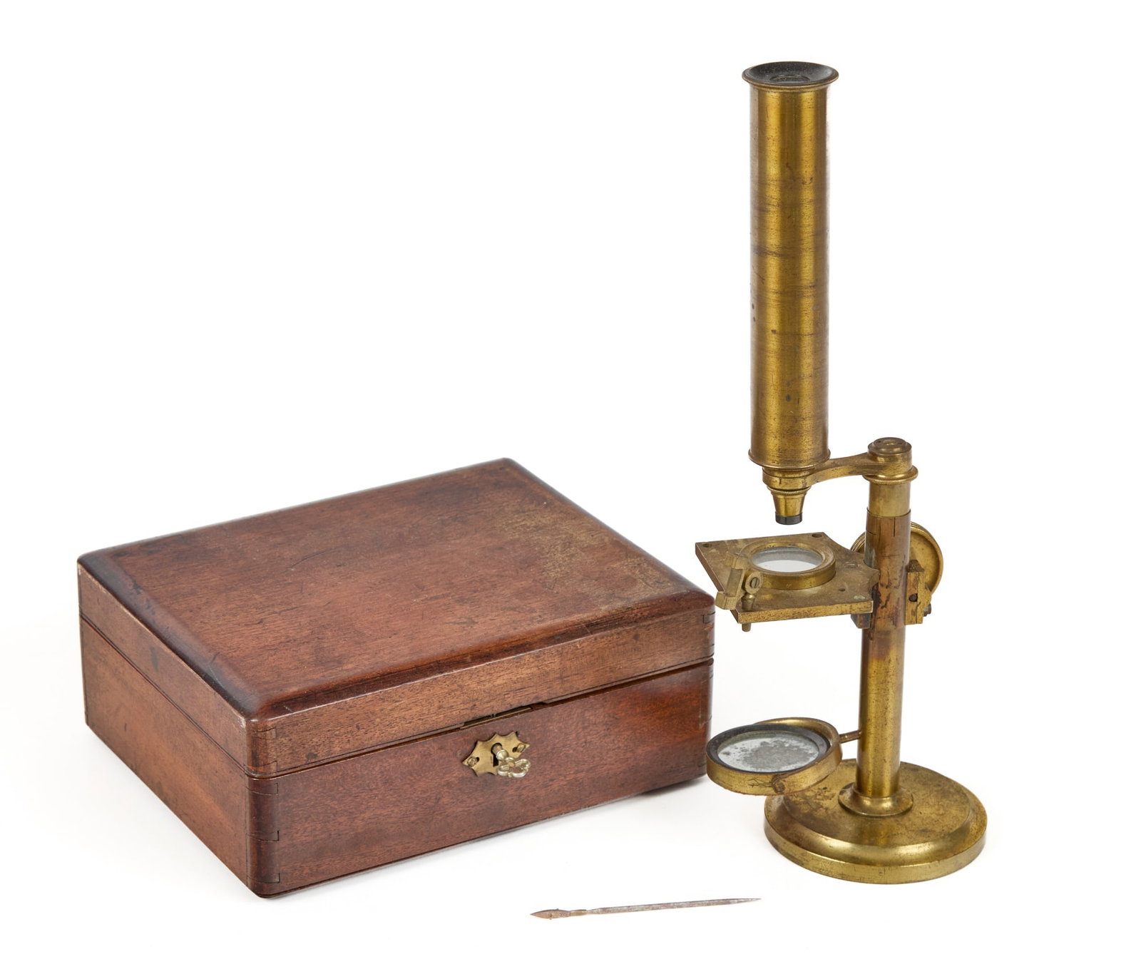 (19th c) R.B. BATE BRASS COMPOUND MICROSCOPE (1 of 9)