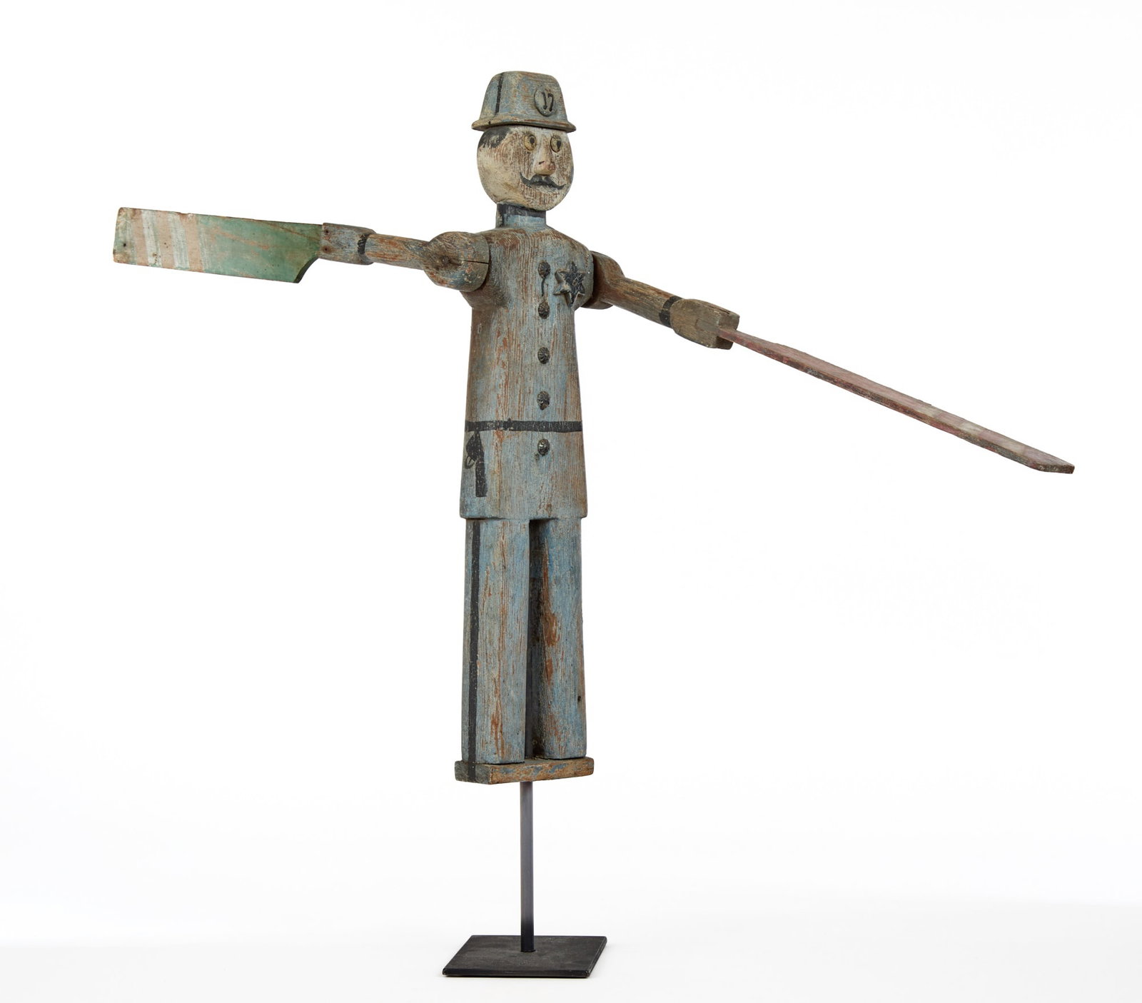 FOLK ART CARVED and PAINTED POLICEMAN WHIRLIGIG (1 of 13)
