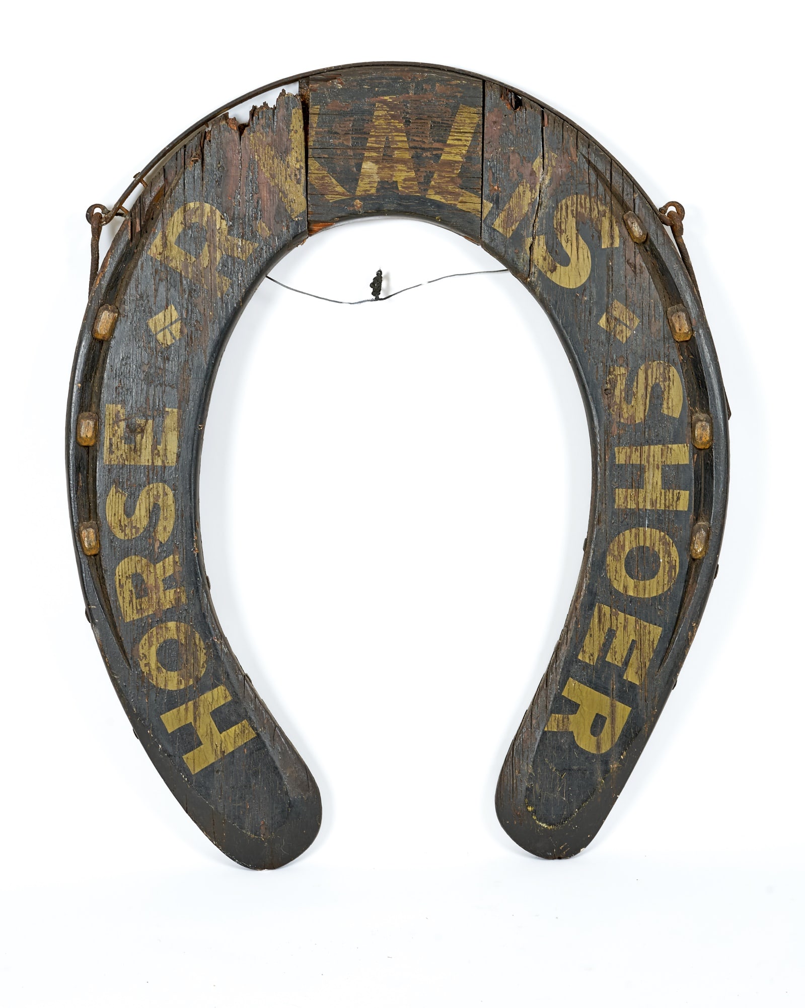 (19th c) R. KALIS HORSE SHOER (2) SIDED TRADE SIGN (1 of 5)