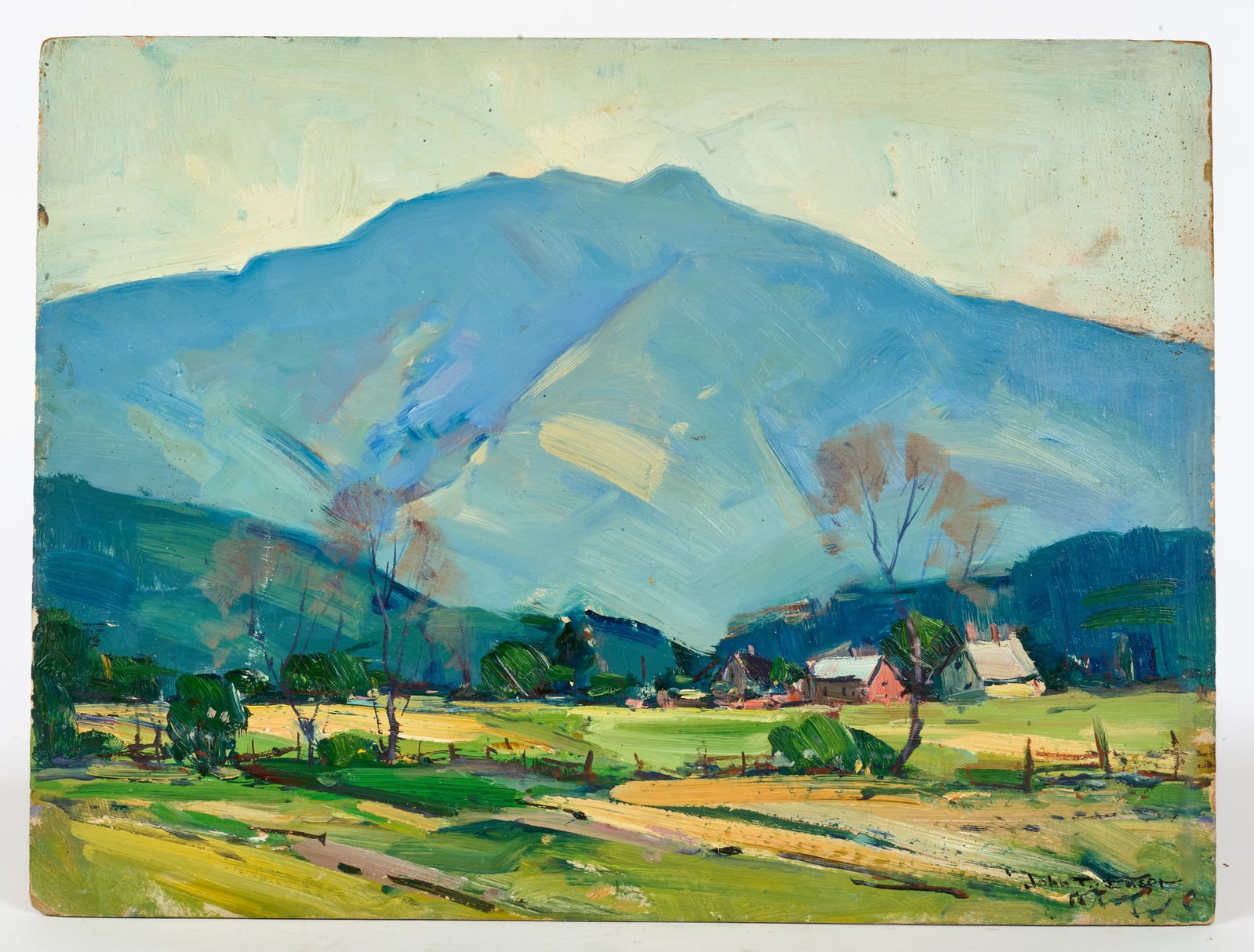 JOHN F. ENSER (1898-1968) Mount Mansfield: "Vermont Landscape with Mount Mansfield in Back Ground" oil on canvas board 12 x 16 inches. signed. unframed