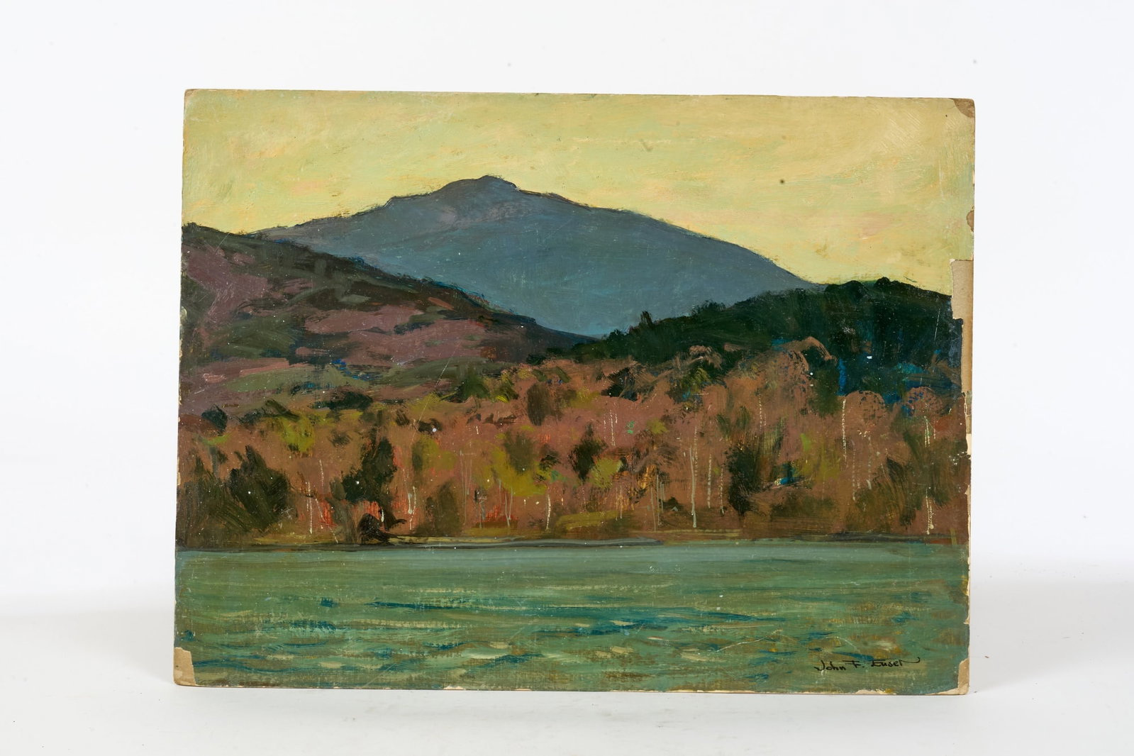JOHN F. ENSER (1898-1968) Dublin, NH: "Dublin Pond, Dublin, NH" oil on canvas board 12 x 16 inches. signed. unframed