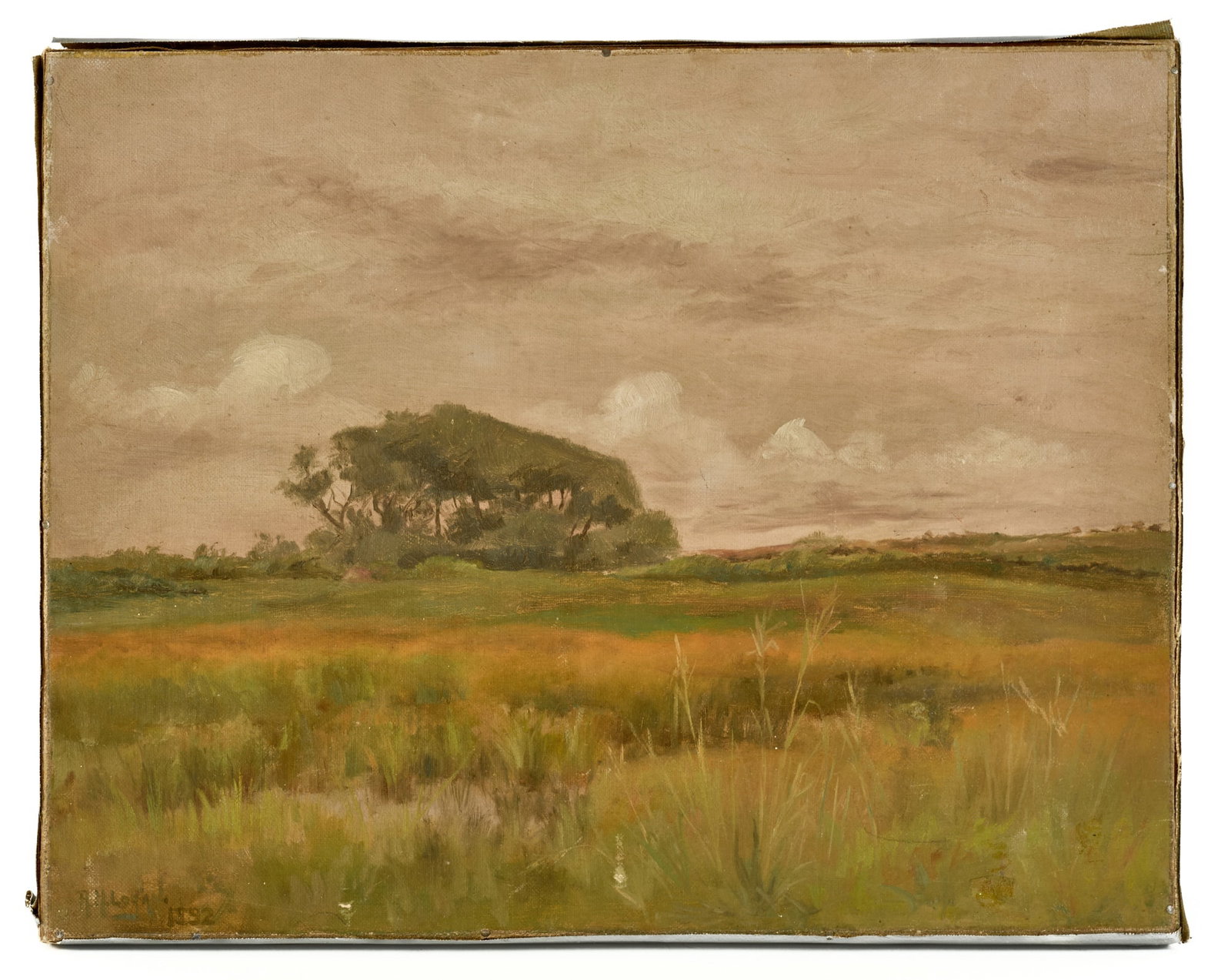 ROBERT HENRY LOGAN (1875-1942): "Landscape / Possibly Ipswich" oil on canvas 12 x 15 inches. signed. unframed