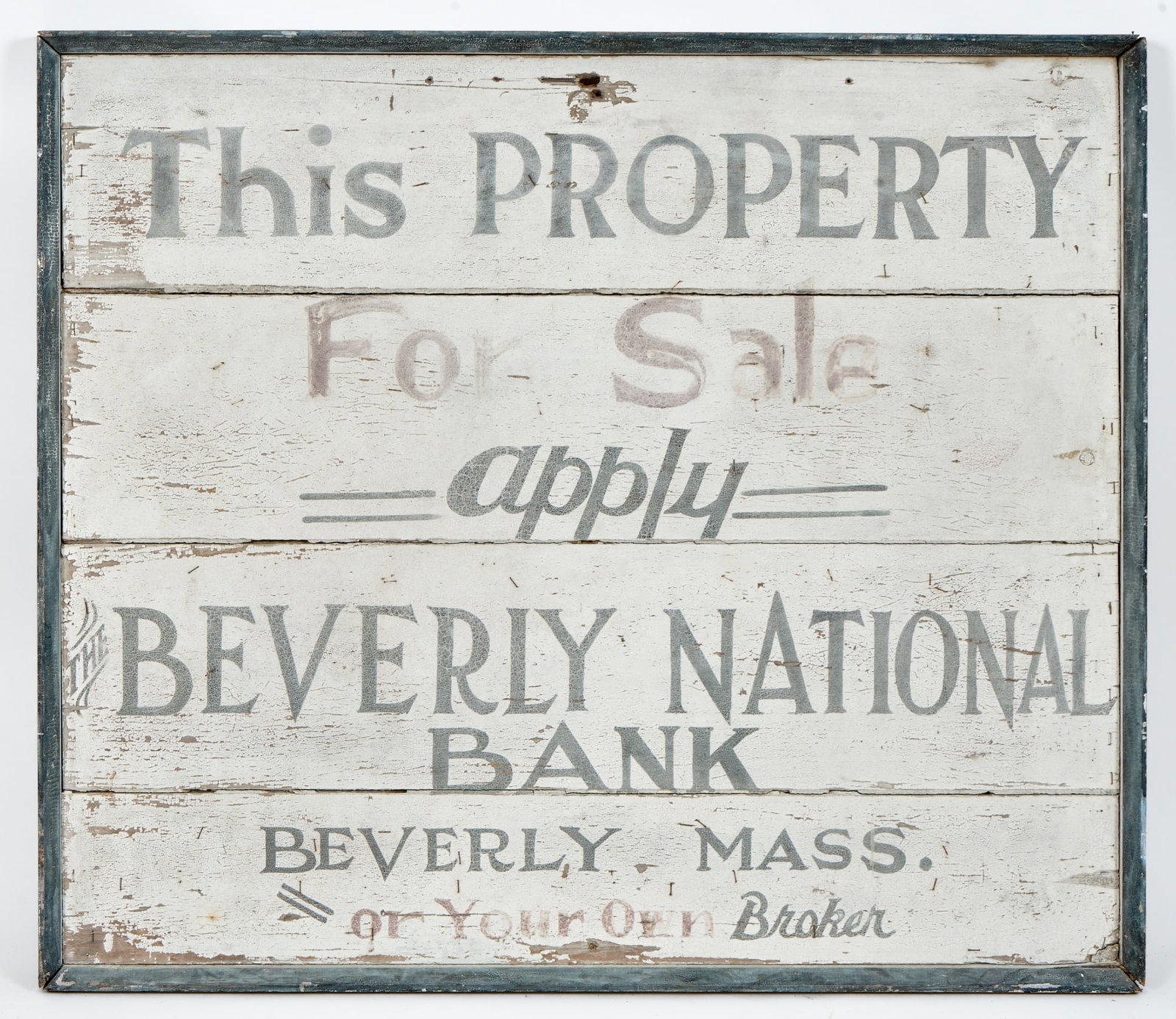 (Early 20th c) BEVERLY BANK FORCLOSURE SIGN (1 of 7)