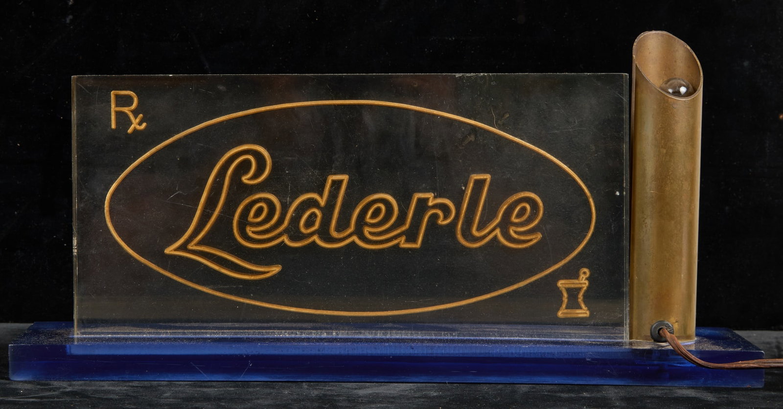 MID CENTURY LEDERLE RX LIGHT UP LUCITE AD SIGN (1 of 8)