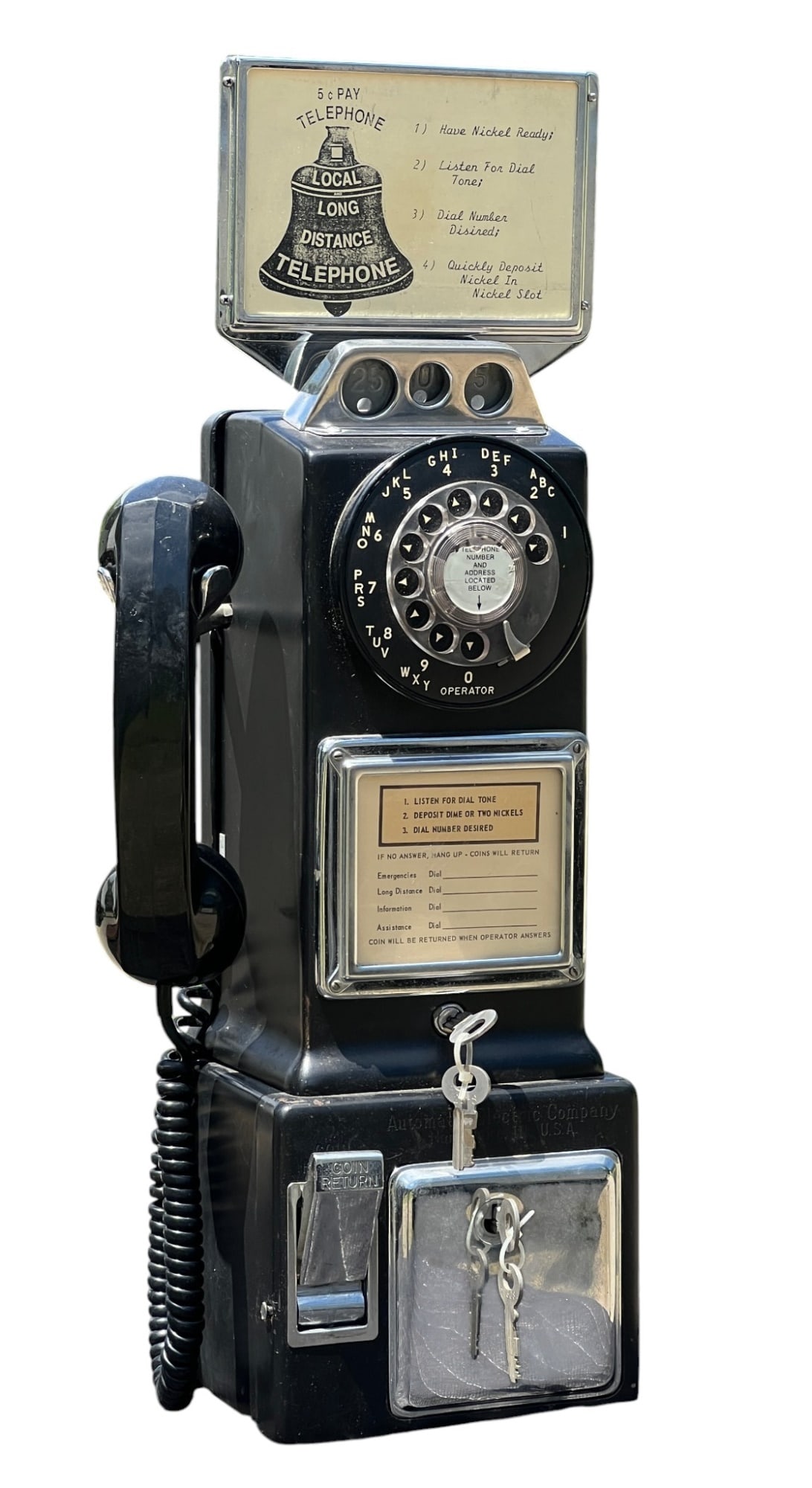 AUTOMATIC ELECTRIC CO. (3) COIN ROTARY PAYPHONE (1 of 5)