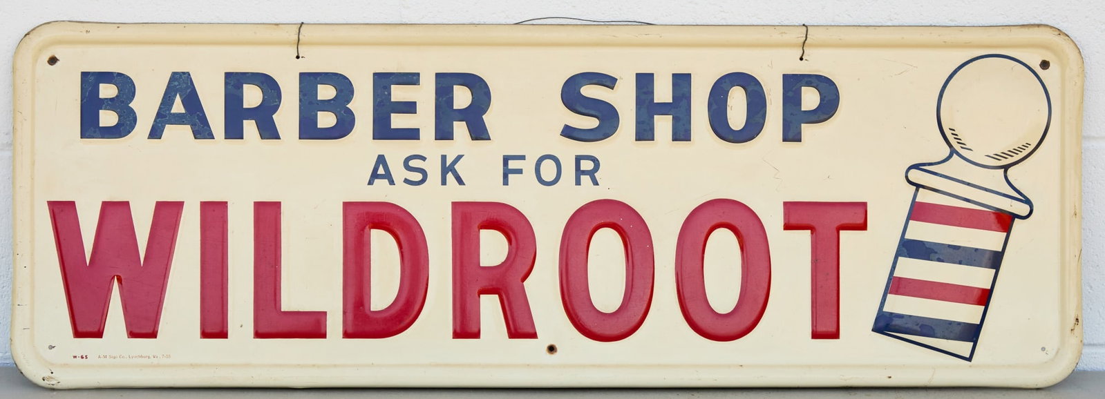 BARBER SHOP/WILDROOT ENAMELED TIN SIGN (1 of 6)
