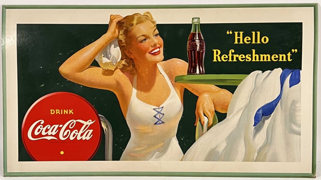 1942 NEW-OLD-STOCK COCA-COLA PAPERBOARD LITHO AD (1 of 8)