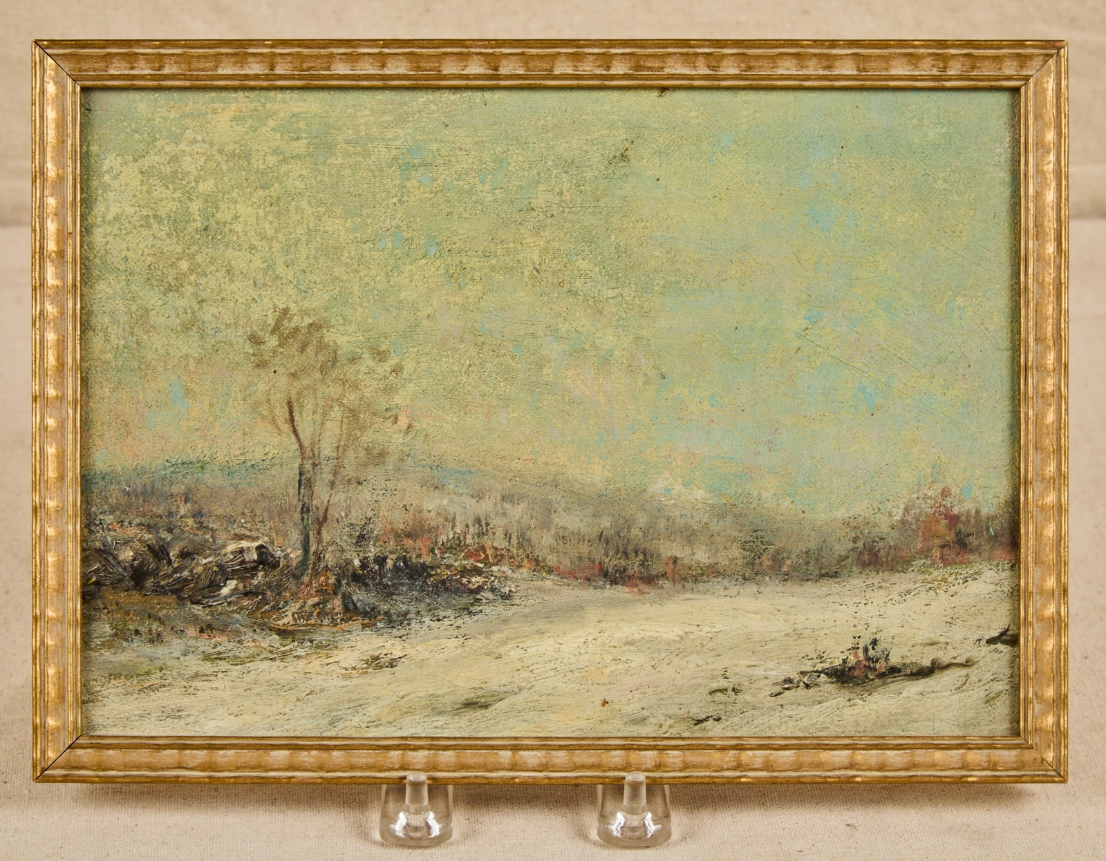 CHARLES BUCKLER (1869-1953): Winterscape oil on board 7 x 10 inches. unsigned. framed 7 1/2 x 10 1/2 inches (overall). Provenance: By direct lineal descent from the artist to his great granddaughter (the consignor)