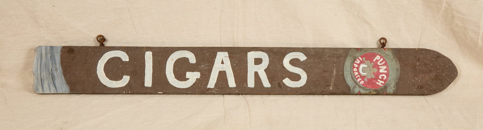 (2) SIDED FOLK ART PAINTED WOODEN CIGAR TRADE SIGN (1 of 9)
