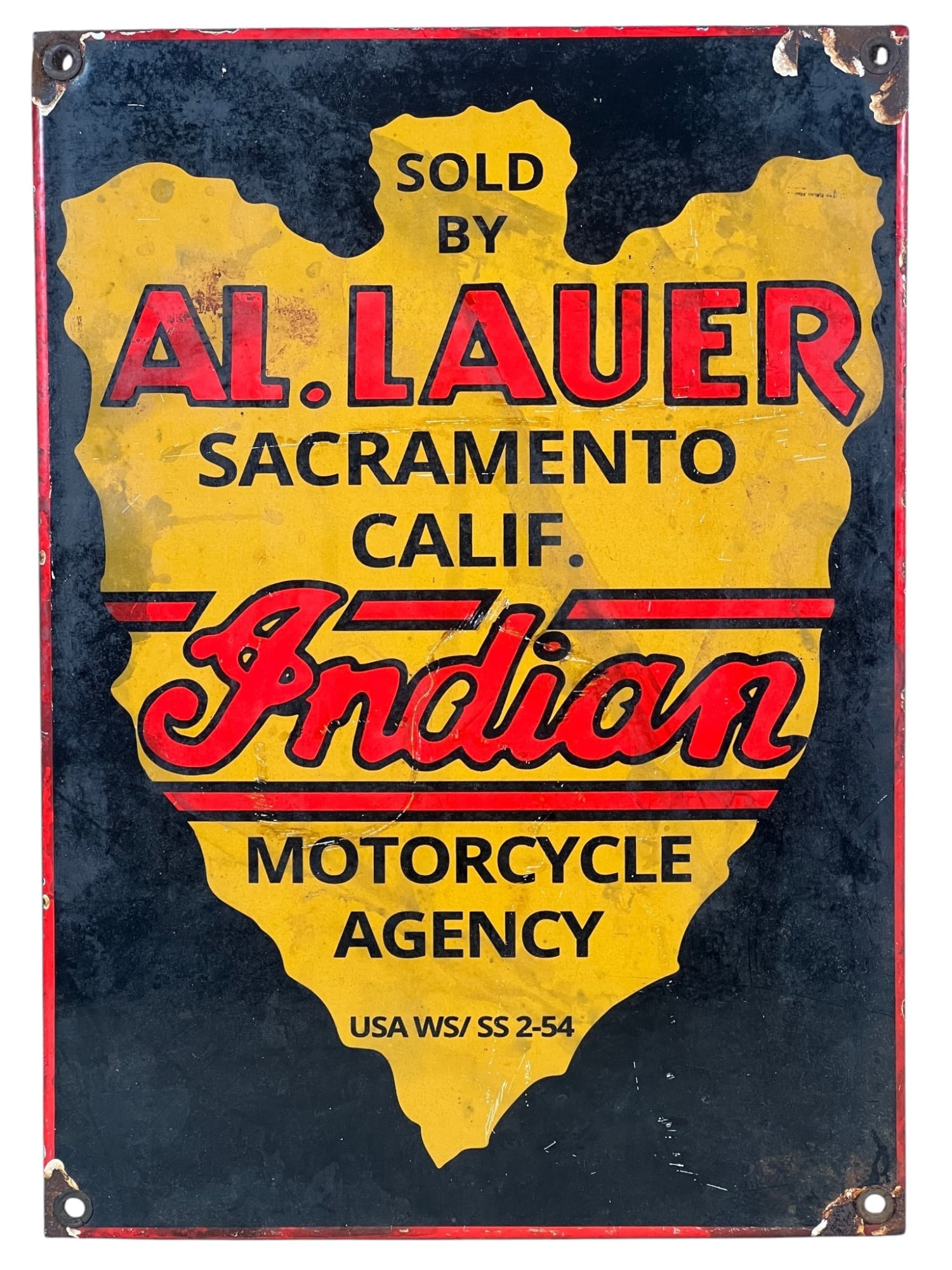 AL LAUER INDIAN MOTORCYCLE AGENCY PORCELAIN SIGN (1 of 4)