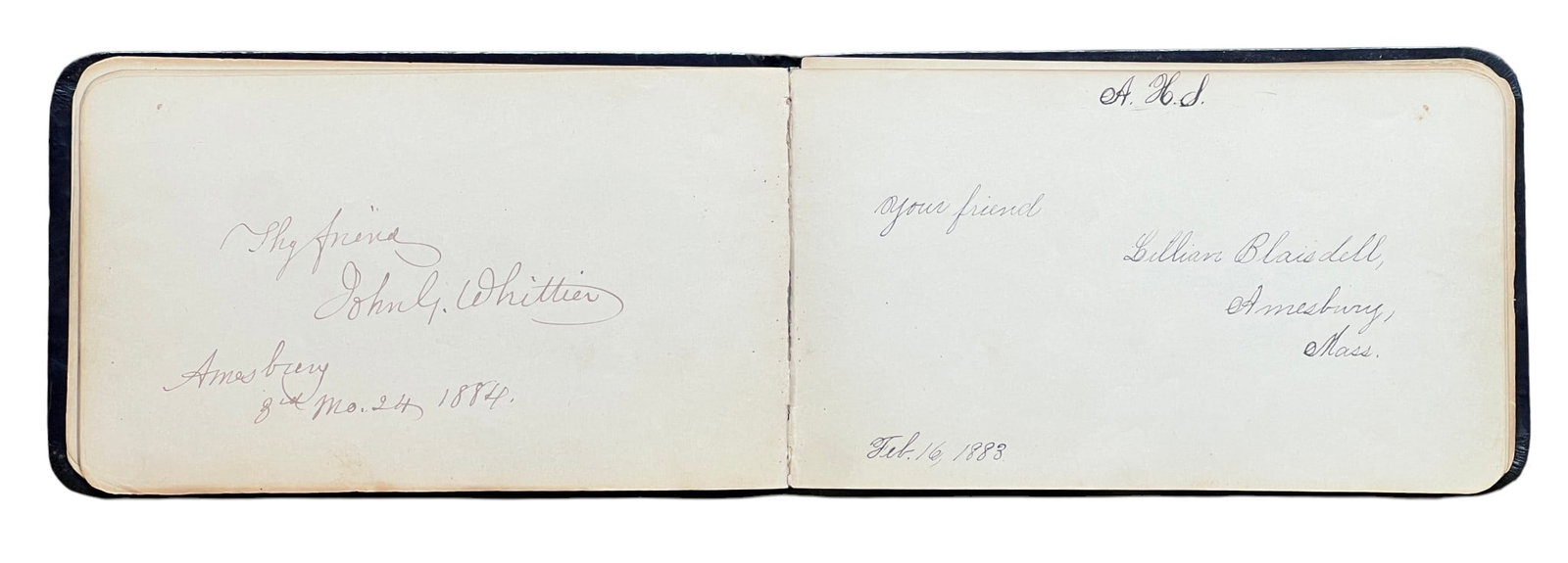 AMESBURY AUTOGRAPH BOOK with WHITTIER SIGNATURE (1 of 20)