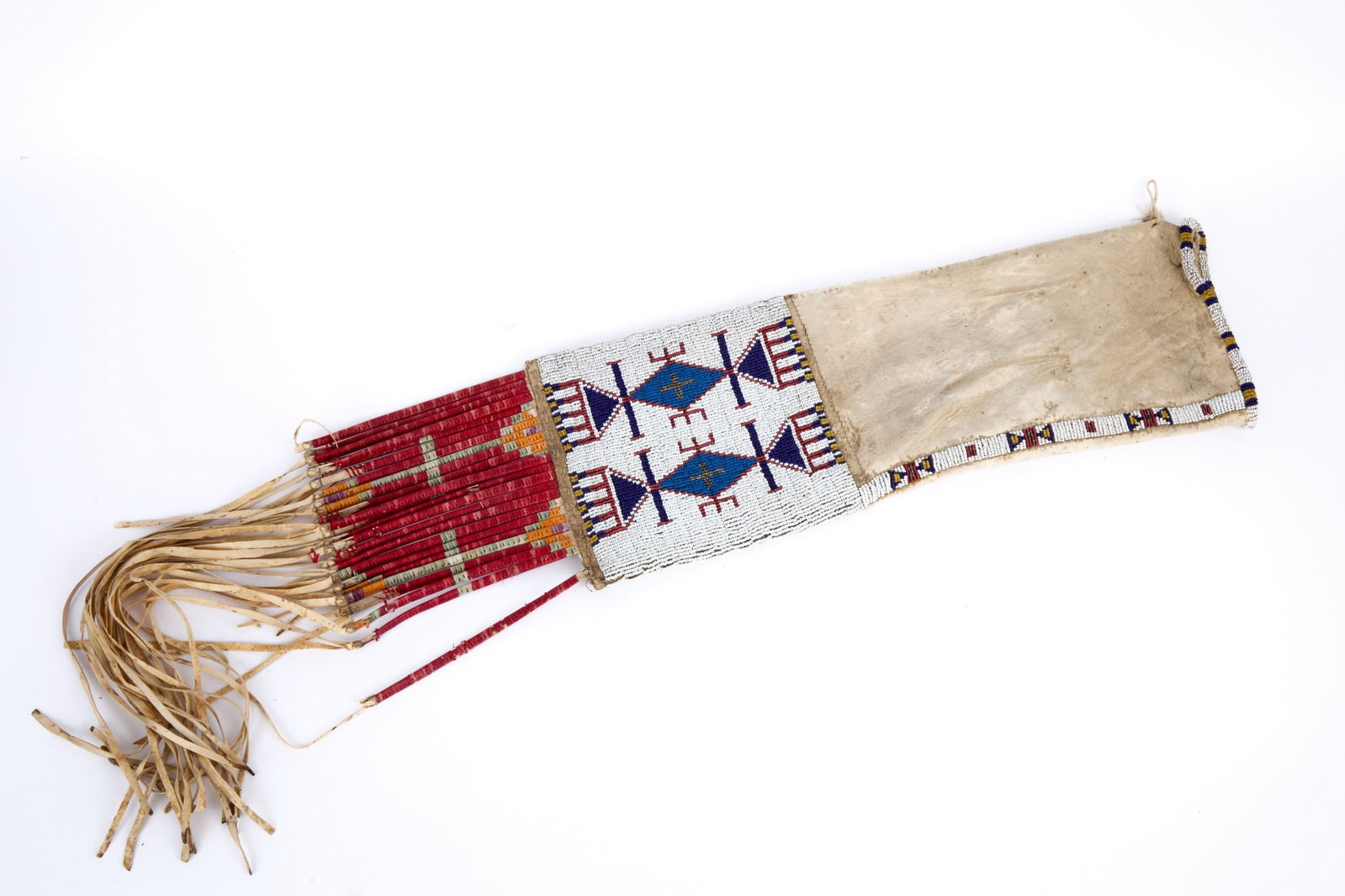 PLAINS INDIANS PIPE BAG with METALLIC BEADWORK (1 of 14)