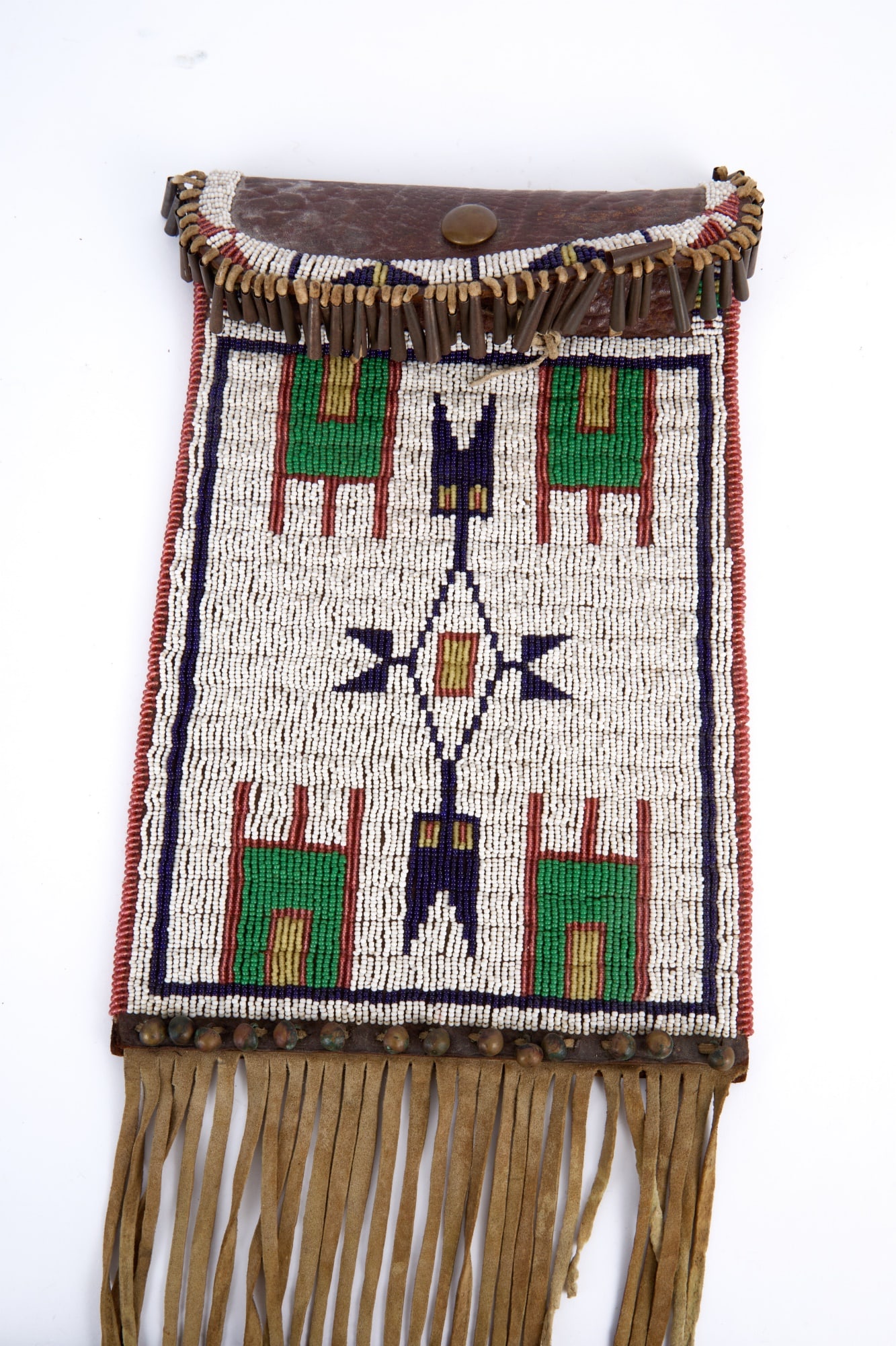 NATIVE AMERICAN BEADWORK MIRROR BAG - 2