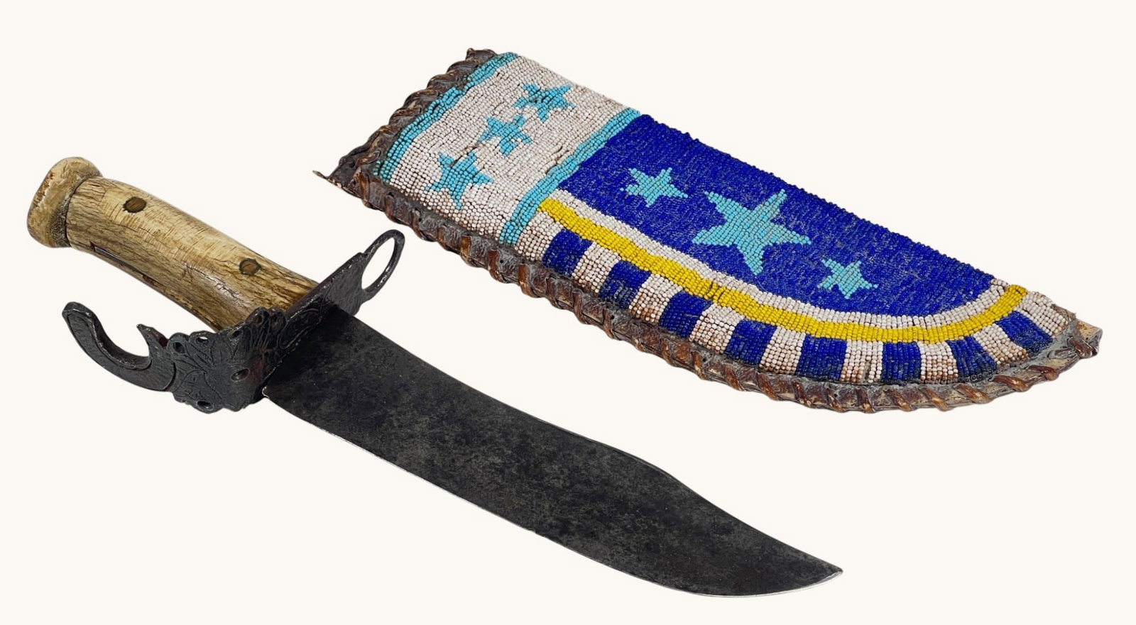 PLAINS INDIANS TRADE KNIFE with BEADWORK SHEATH (1 of 7)