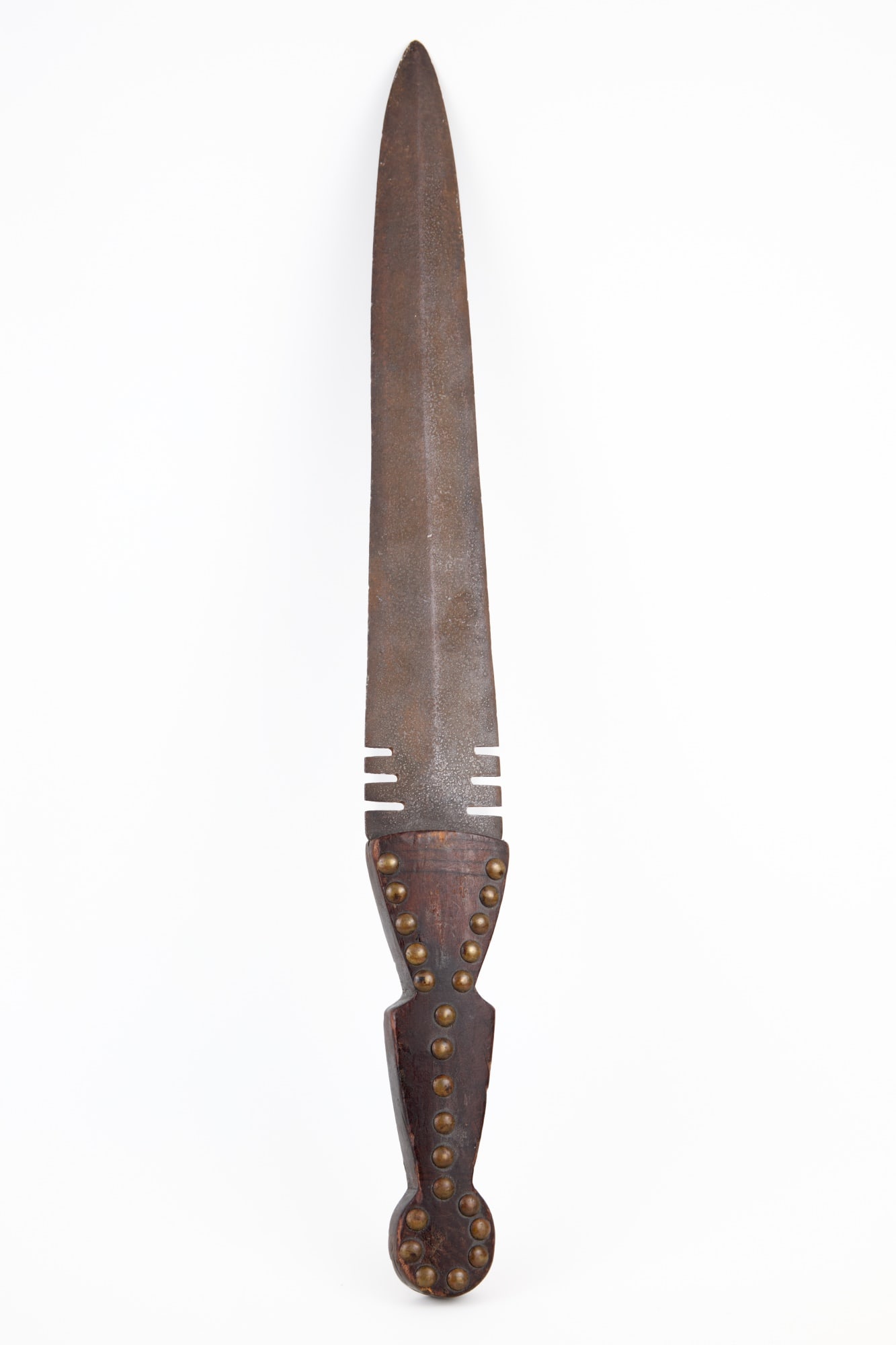 NATIVE AMERICAN DAG KNIFE with BRASS TACKED HANDLE (1 of 9)