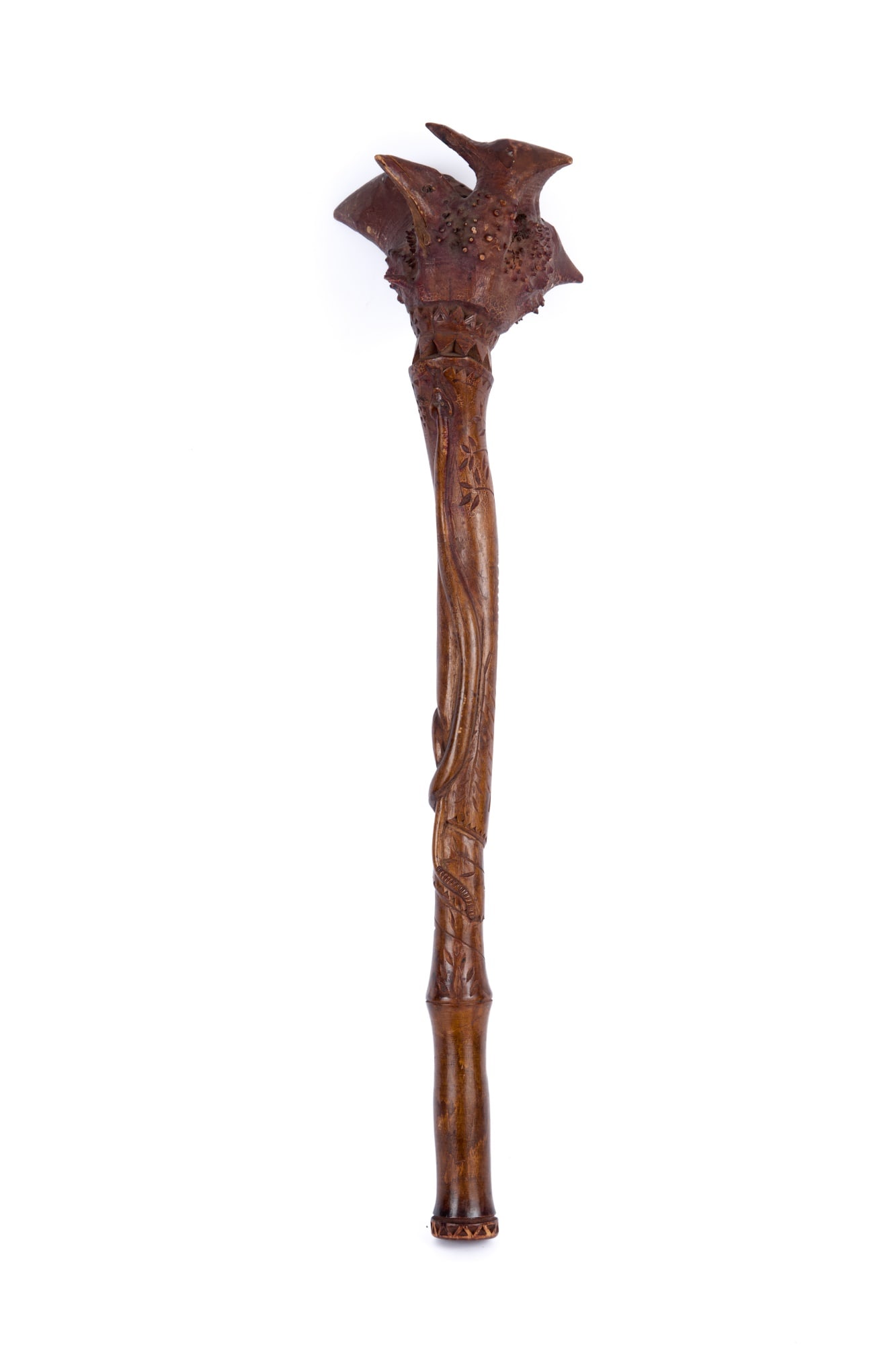 FIGURAL PENOBSCOT/WABANAKI (ME) CARVED ROOT CLUB (1 of 13)